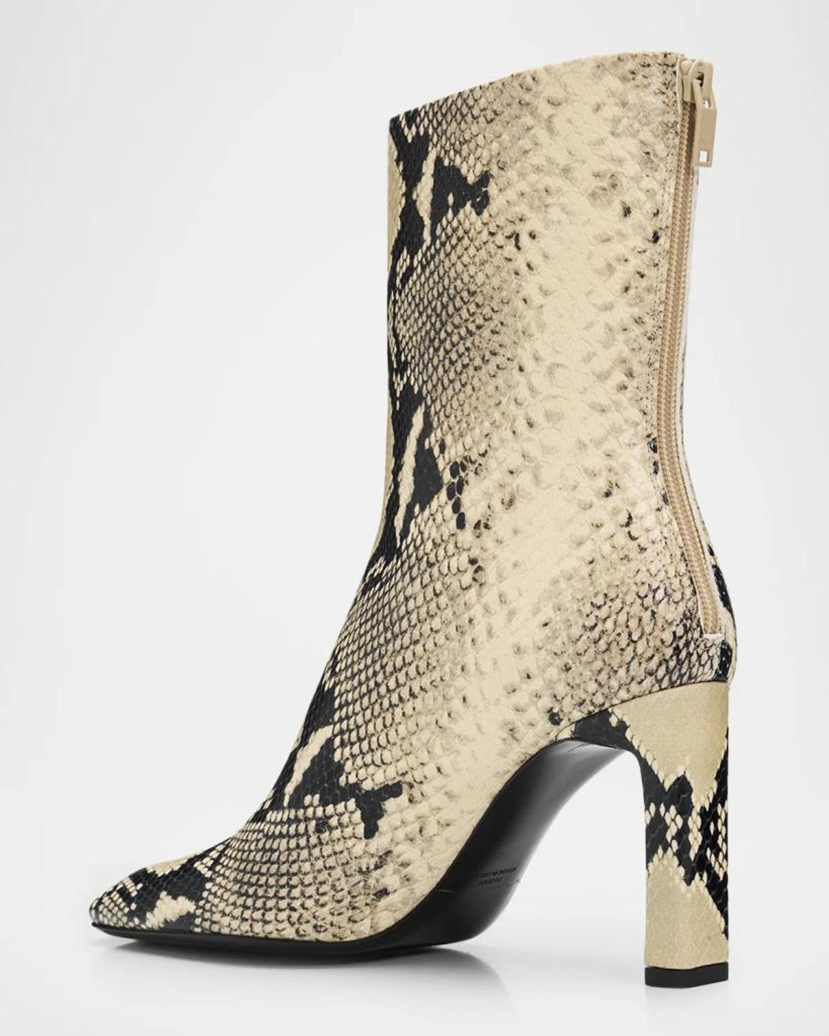 Totême Women's Python-embossed 85mm Leather Boots In Ecru/black