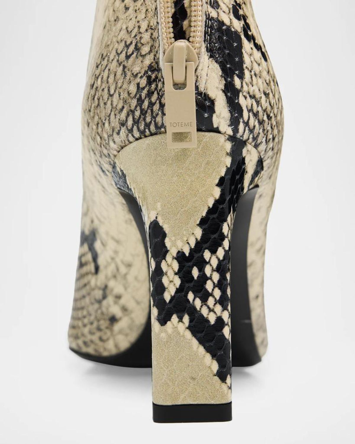 Totême Women's Python-embossed 85mm Leather Boots In Ecru/black