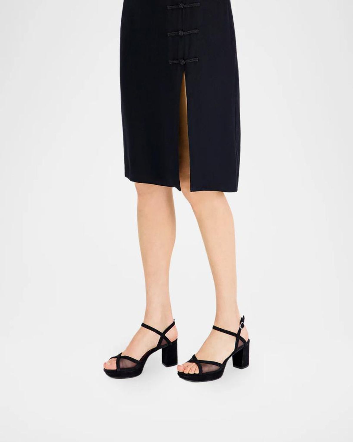 Bernardo 70mm Celeste Mesh Suede Platform Sandals In Black