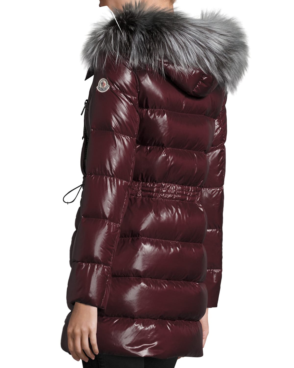 Aphrotiti Shiny Quilted Down Coat w Fur Hood