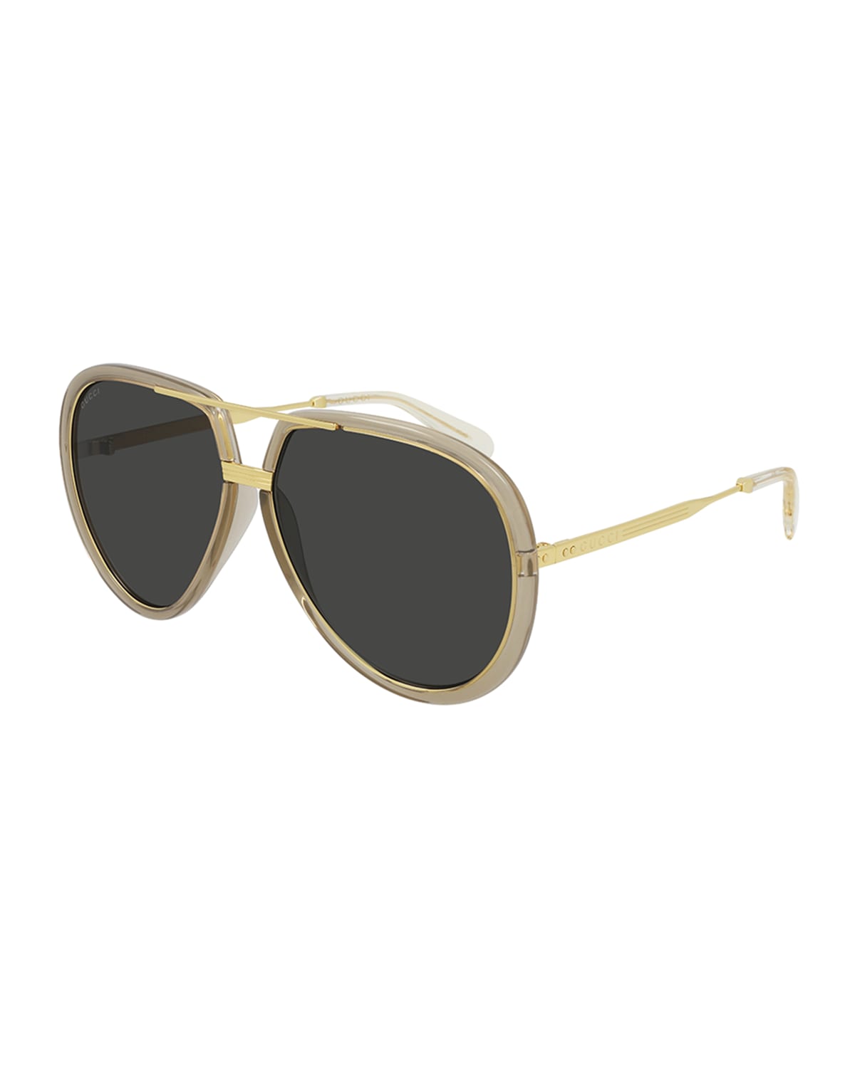 Gucci Men's BrowBar Acetate/Metal Aviator Sunglasses Neiman Marcus