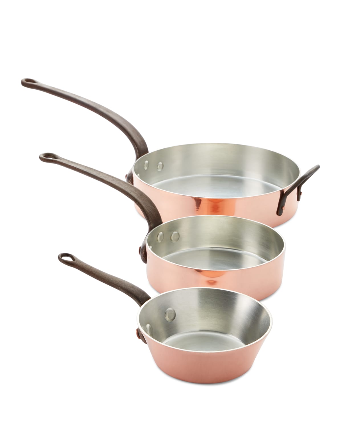 Duparquet Copper Cookware Solid Copper SilverLined Pans, Set of 5
