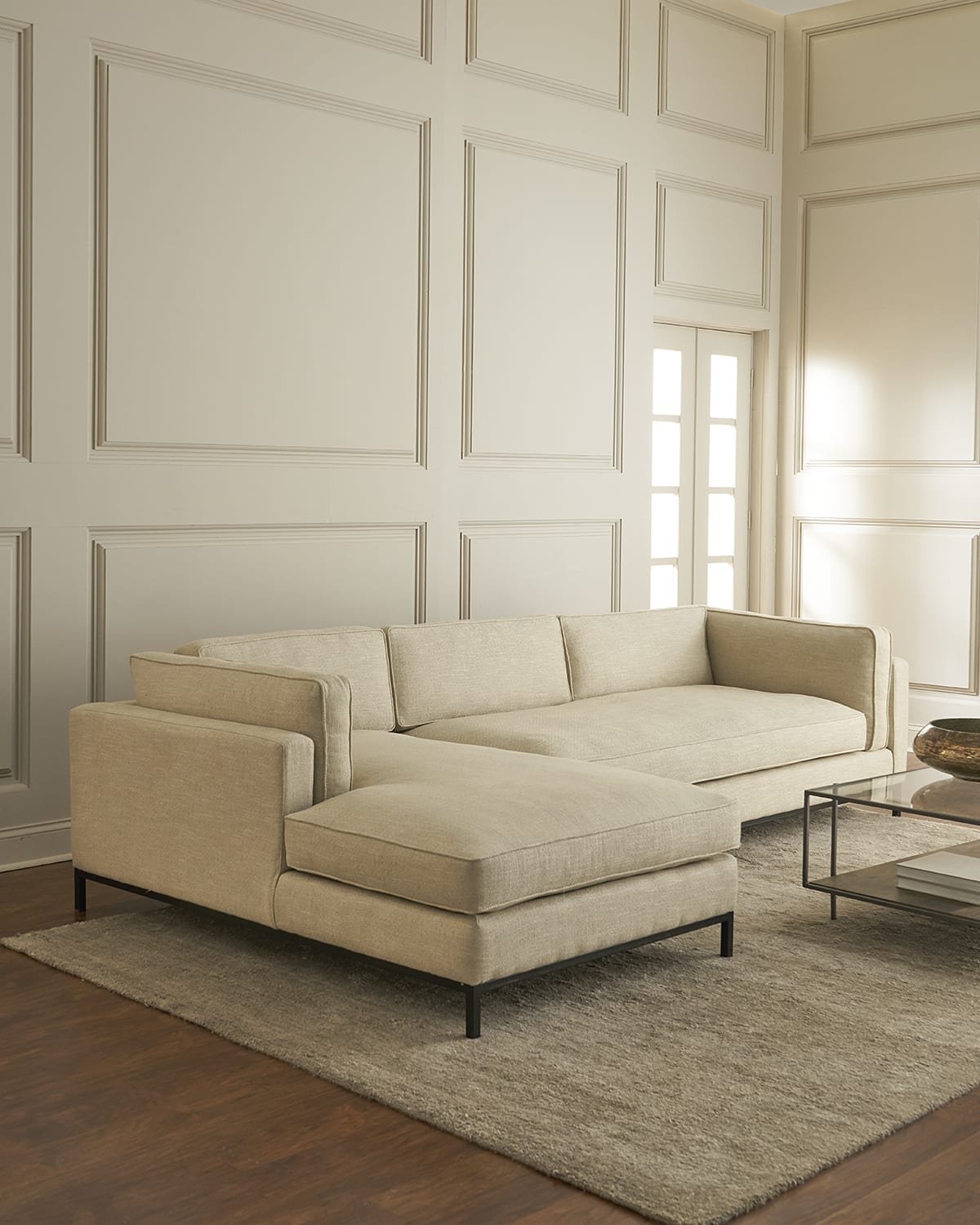 Four Hands Loretta Channel Tufted Left Side Chaise Sectional Neiman