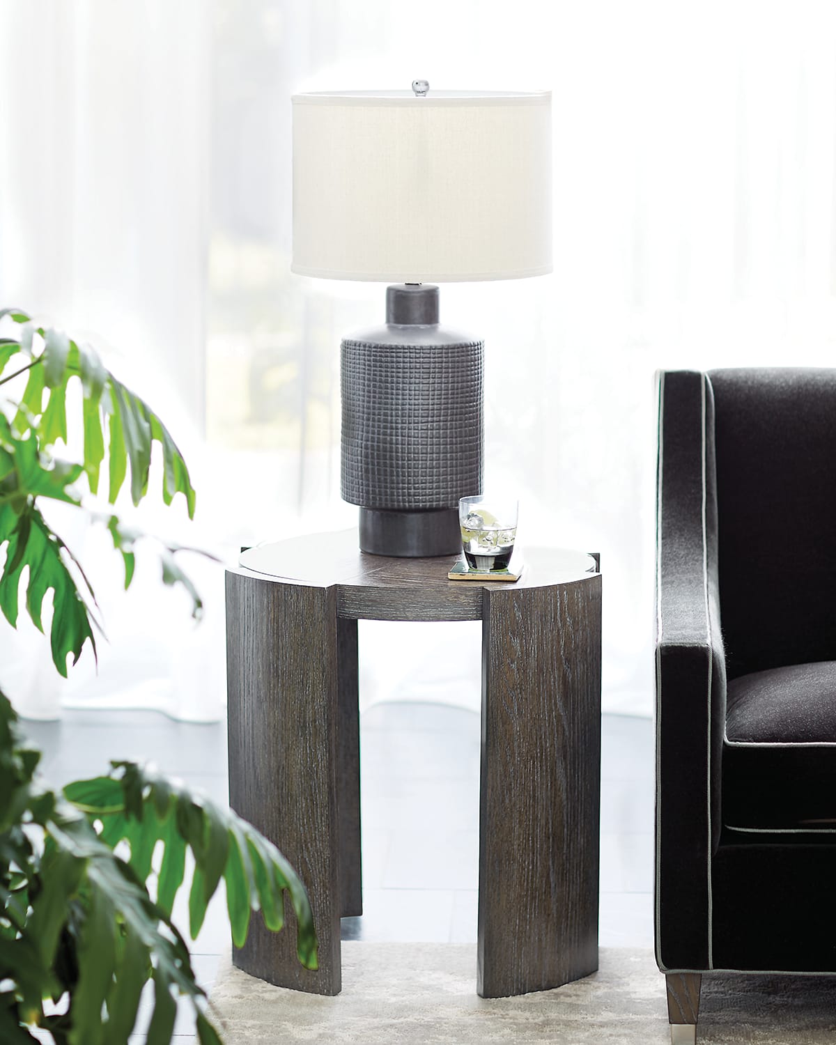 Bernhardt Linea FourPosted Round Dining Table Neiman Marcus