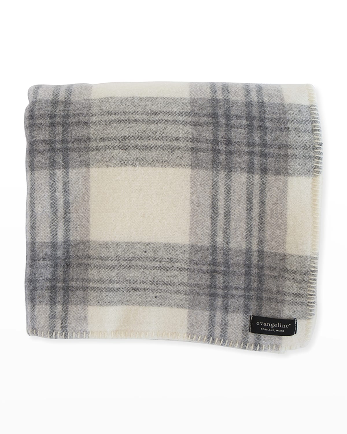 Evangeline Linens Plaid Merino Wool Twin Blanket, Harvest Plaid