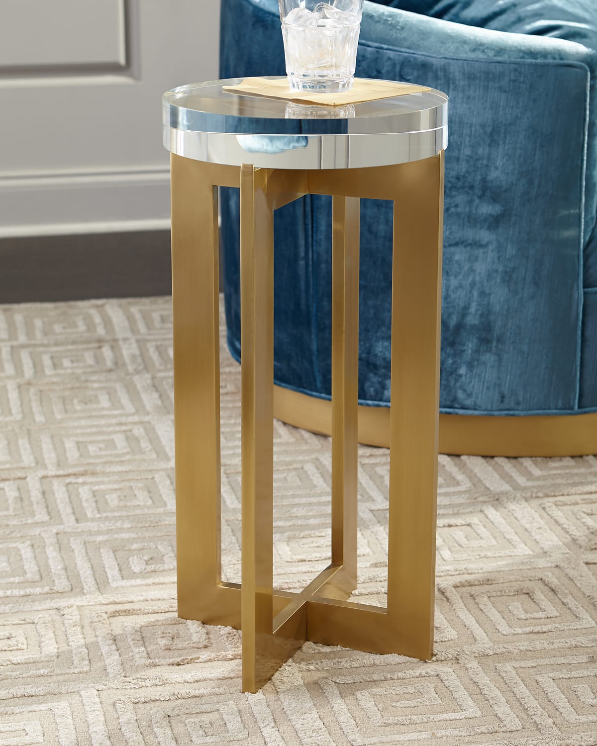 JohnRichard Collection Brass and Acrylic Martini Side Table Neiman