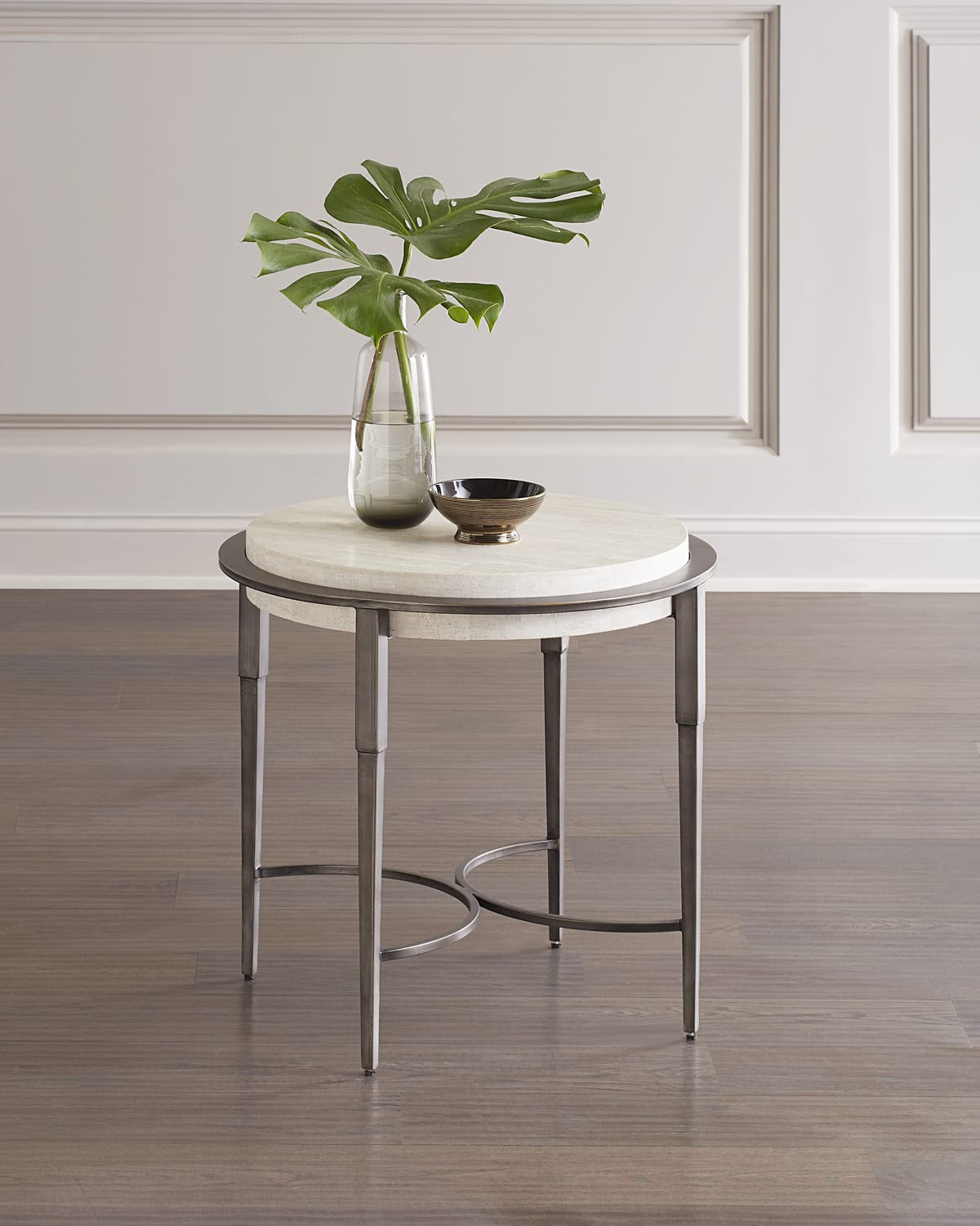 Bernhardt Barclay Round Travertine Drink Table Neiman Marcus