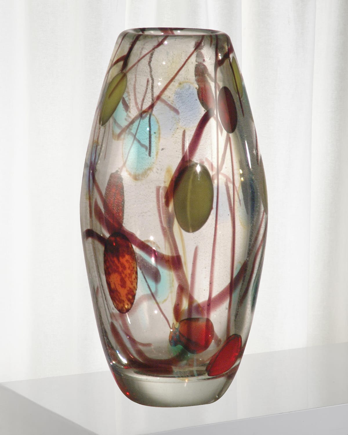 Dale Tiffany Peacock Feather Decorative Art Glass Vase Neiman Marcus