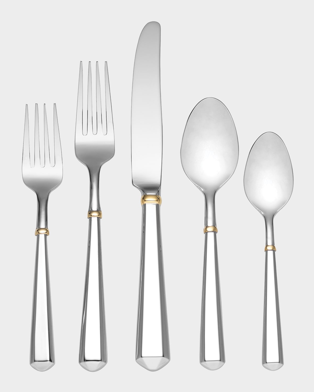 Ricci Silversmith 5Piece Ascot Gold Flatware Set Neiman Marcus