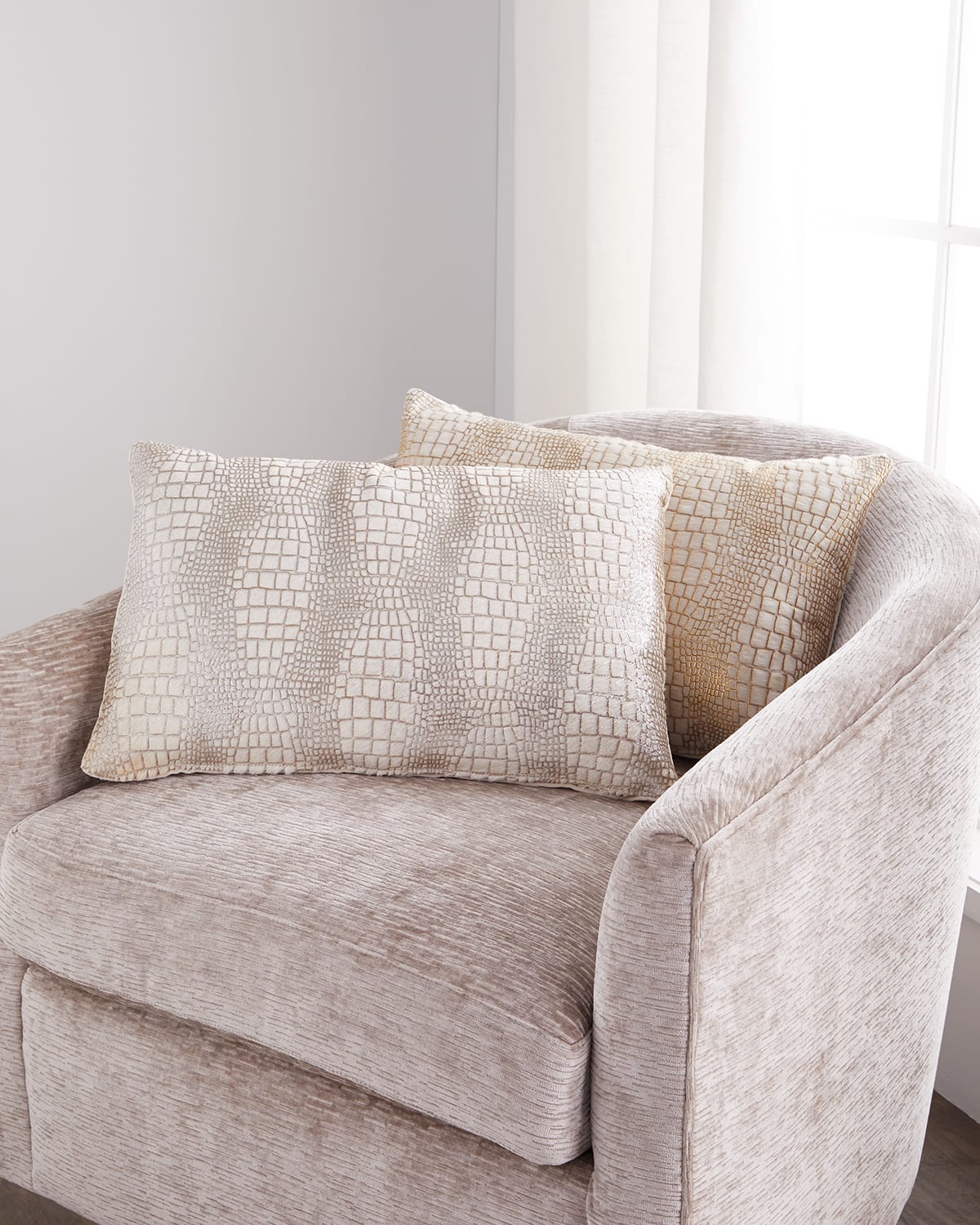 Massoud Metallic Zebra Hair Hide Pillow, 23" x 15" Neiman Marcus