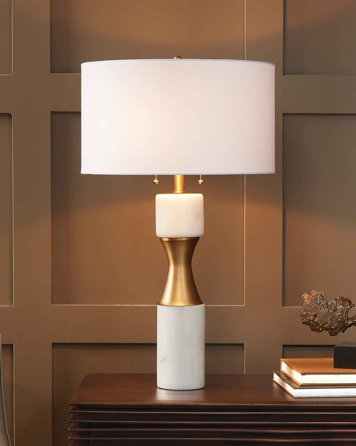 Global Views Stacked White Marble Lamp Neiman Marcus