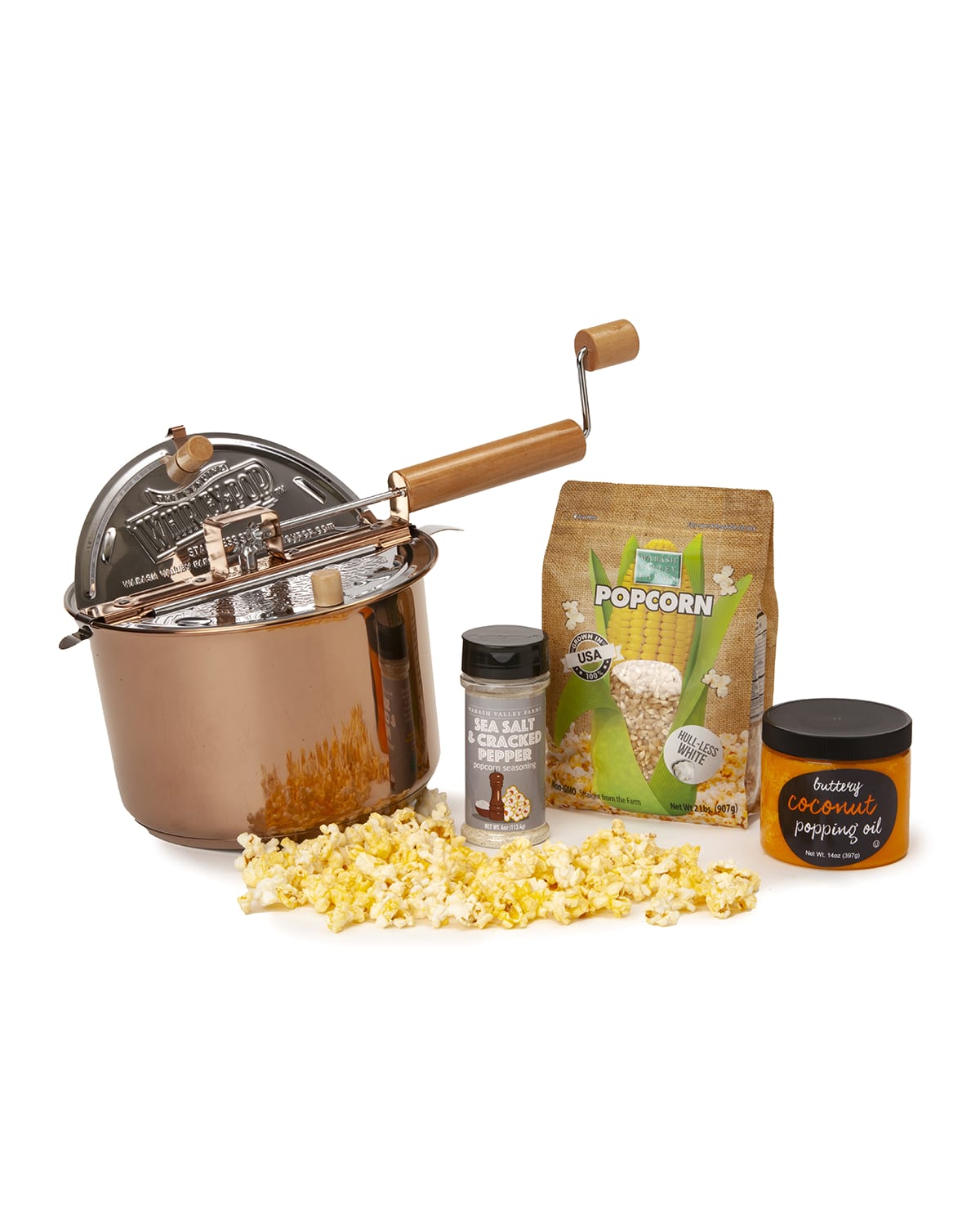 Wabash Valley Farms Stainless Steel Whirley Pop And Hull Less Popcorn Set Neiman Marcus