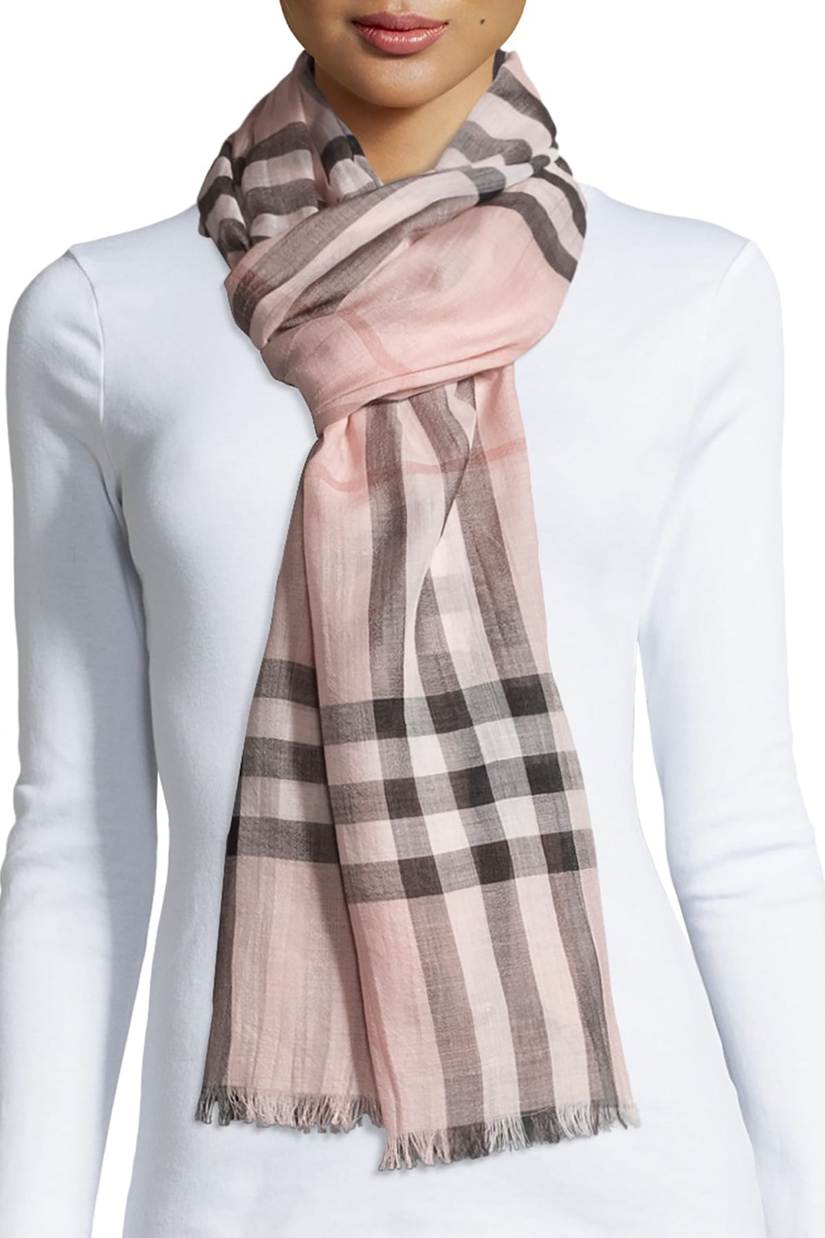 Burberry large shop check gauze scarf