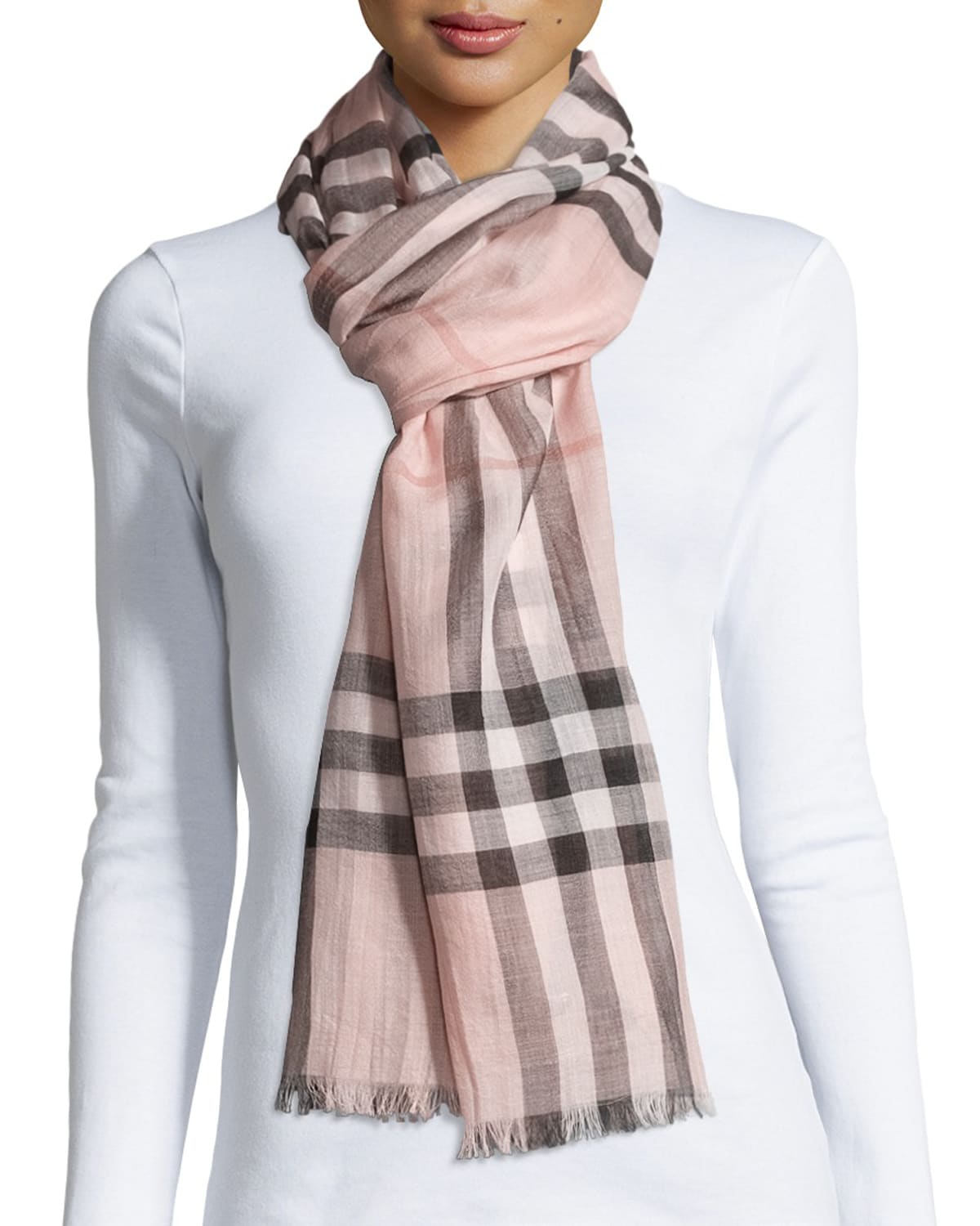 Burberry large store check gauze scarf