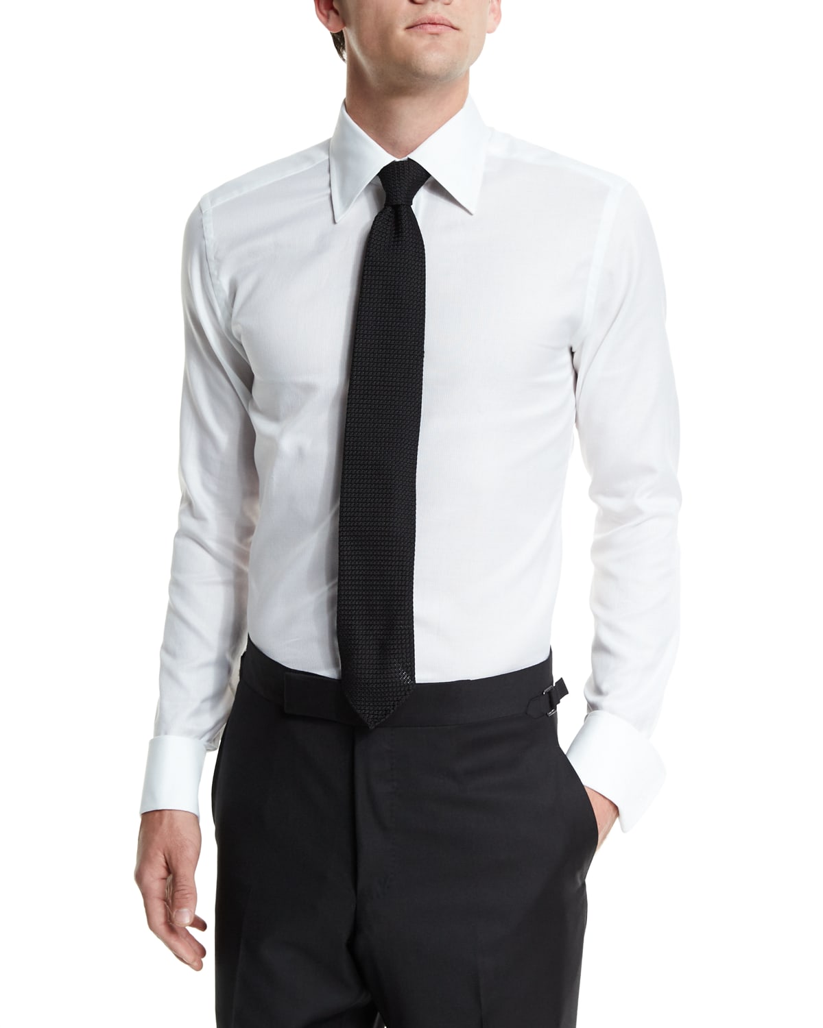 TOM FORD Classic French-Cuff Slim-Fit Dress Shirt, White