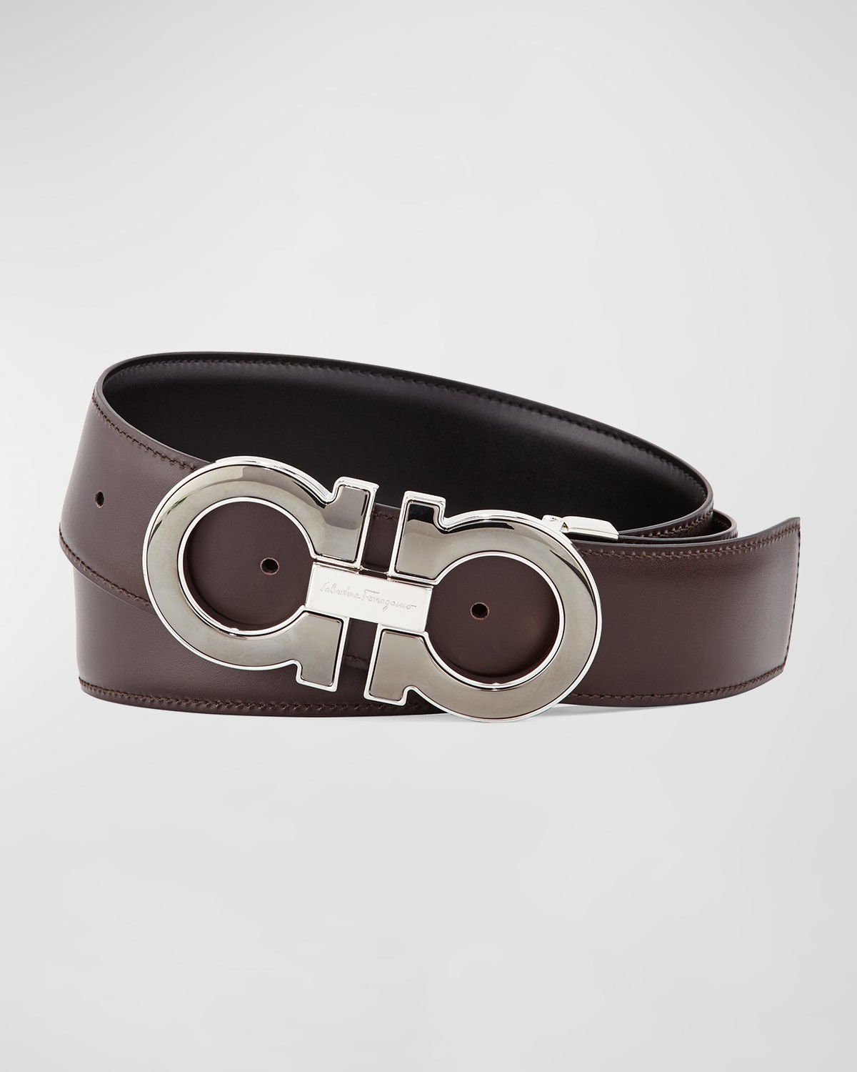 Reversible Ferragamo Belt in Grained Leather