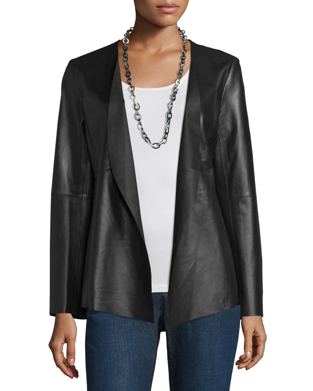 eileen fisher leather jacket