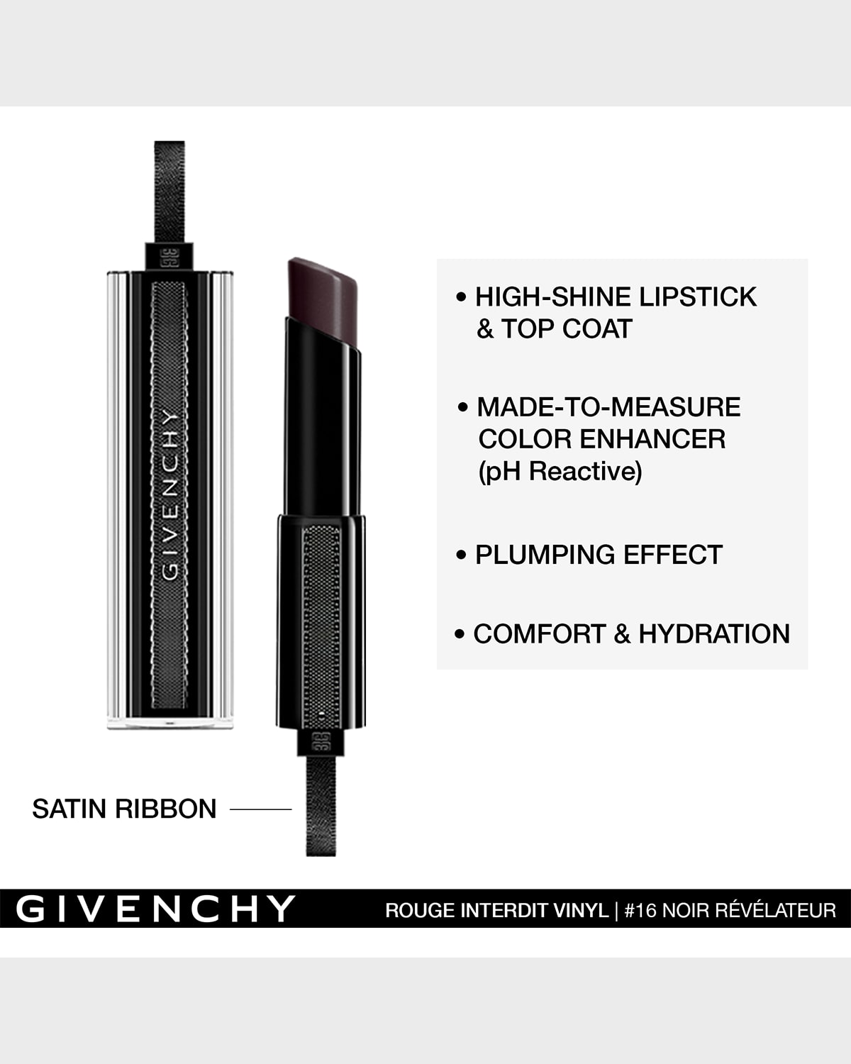 Givenchy rouge interdit vinyl color enhancing lipstick 16 outlet noir revelateur