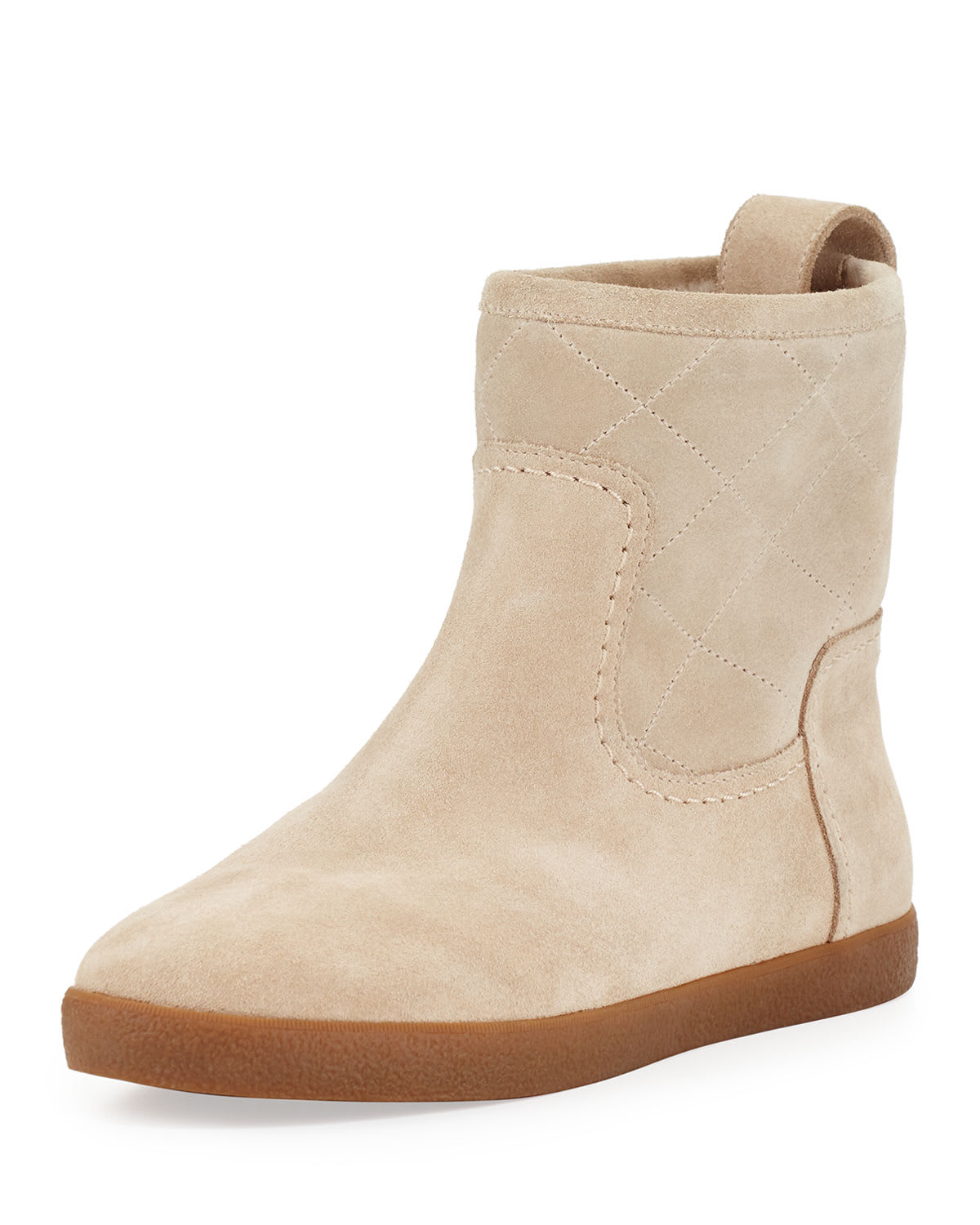 Tory Burch Alana Quilted Shearling Fur Bootie, Light Camel