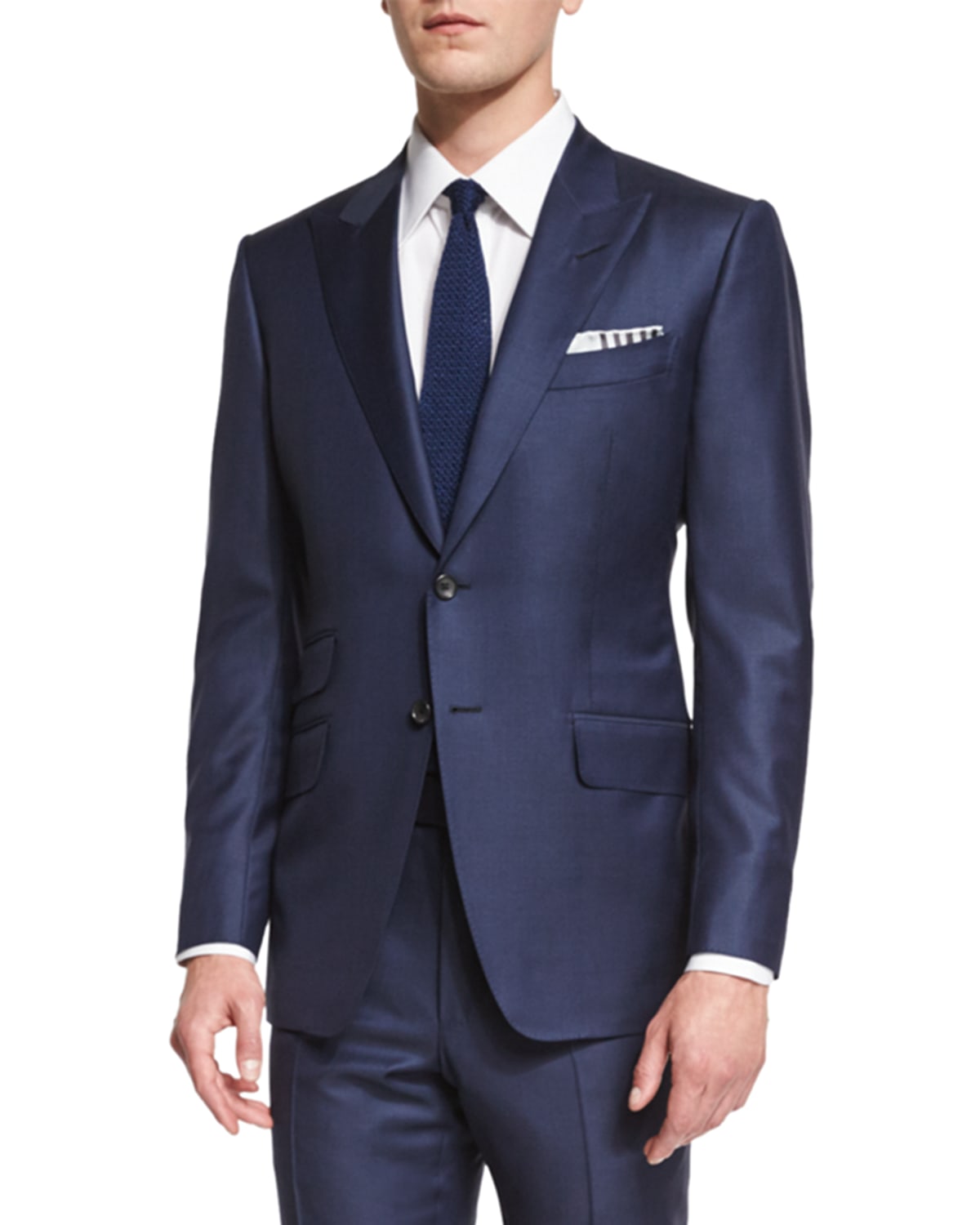 TOM FORD O'Connor Base Sharkskin Two-Piece Suit, Bright Navy