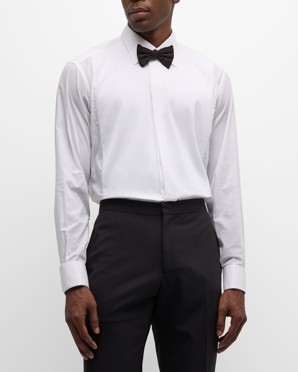 Brioni Wardrobe Essential Solid Dress Shirt, White | Neiman Marcus