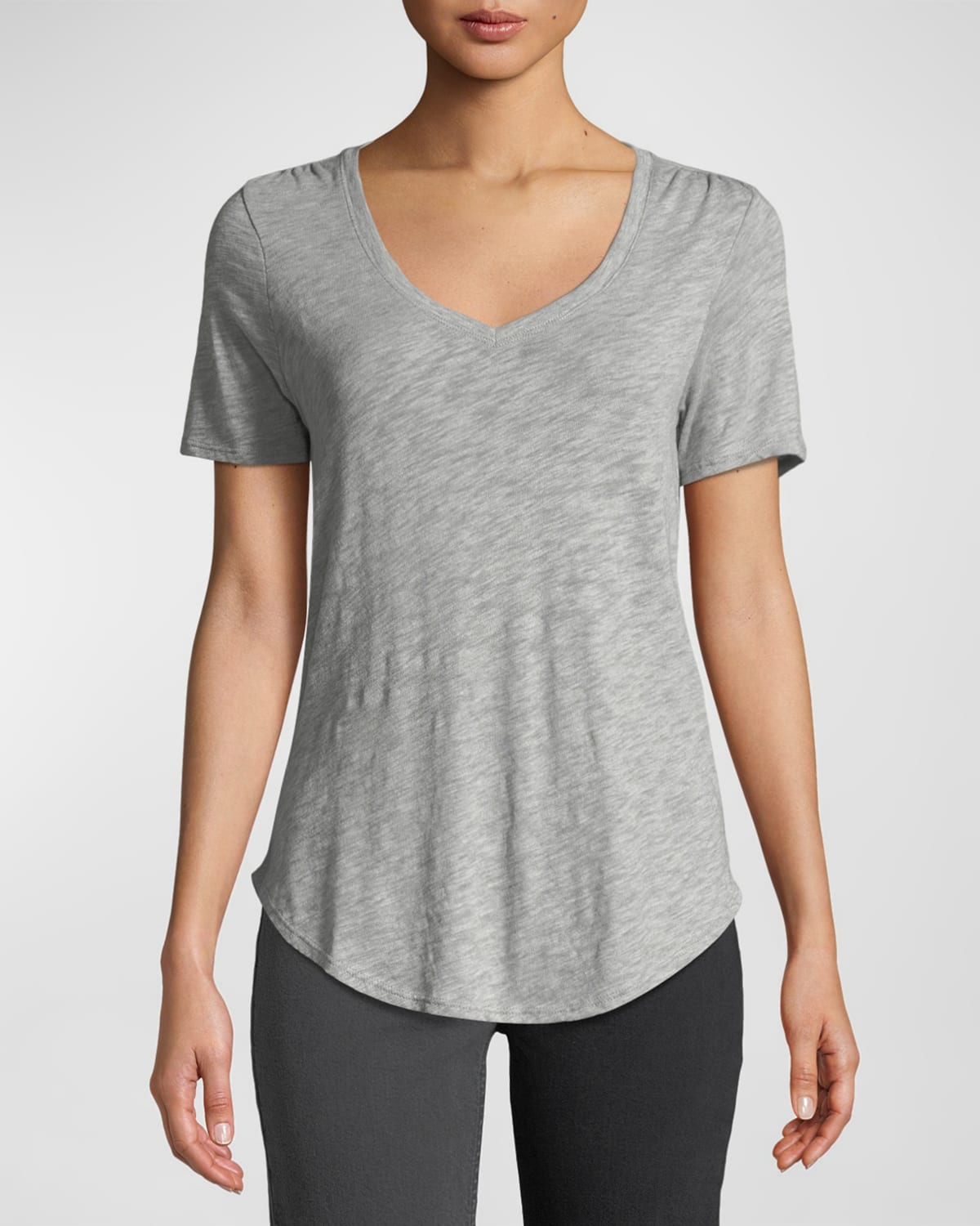 Monrow V-Neck Short-Sleeve Slub Jersey Tee | Neiman Marcus