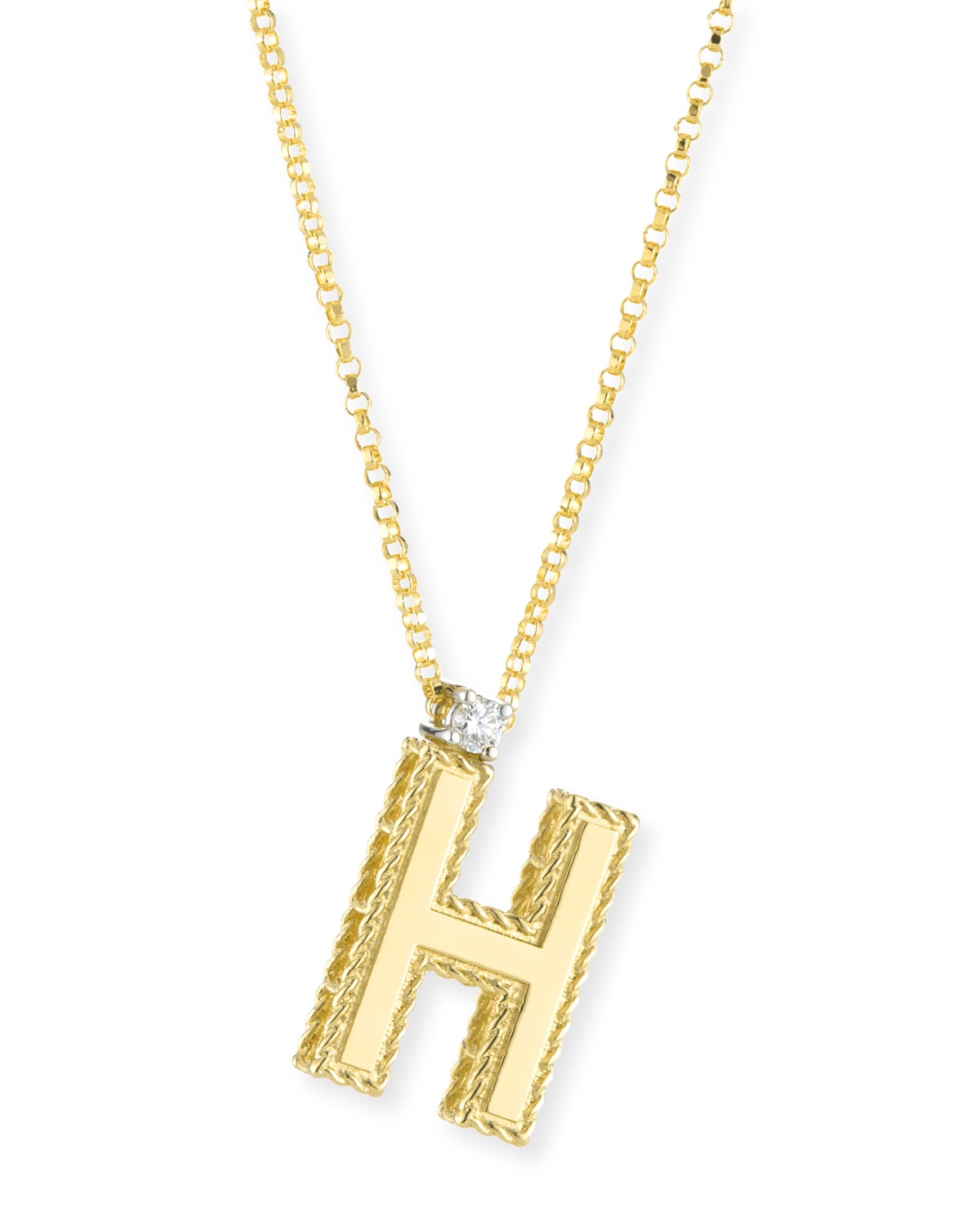 Roberto Coin Princess 18K Yellow Gold Diamond Initial Necklace, A ...