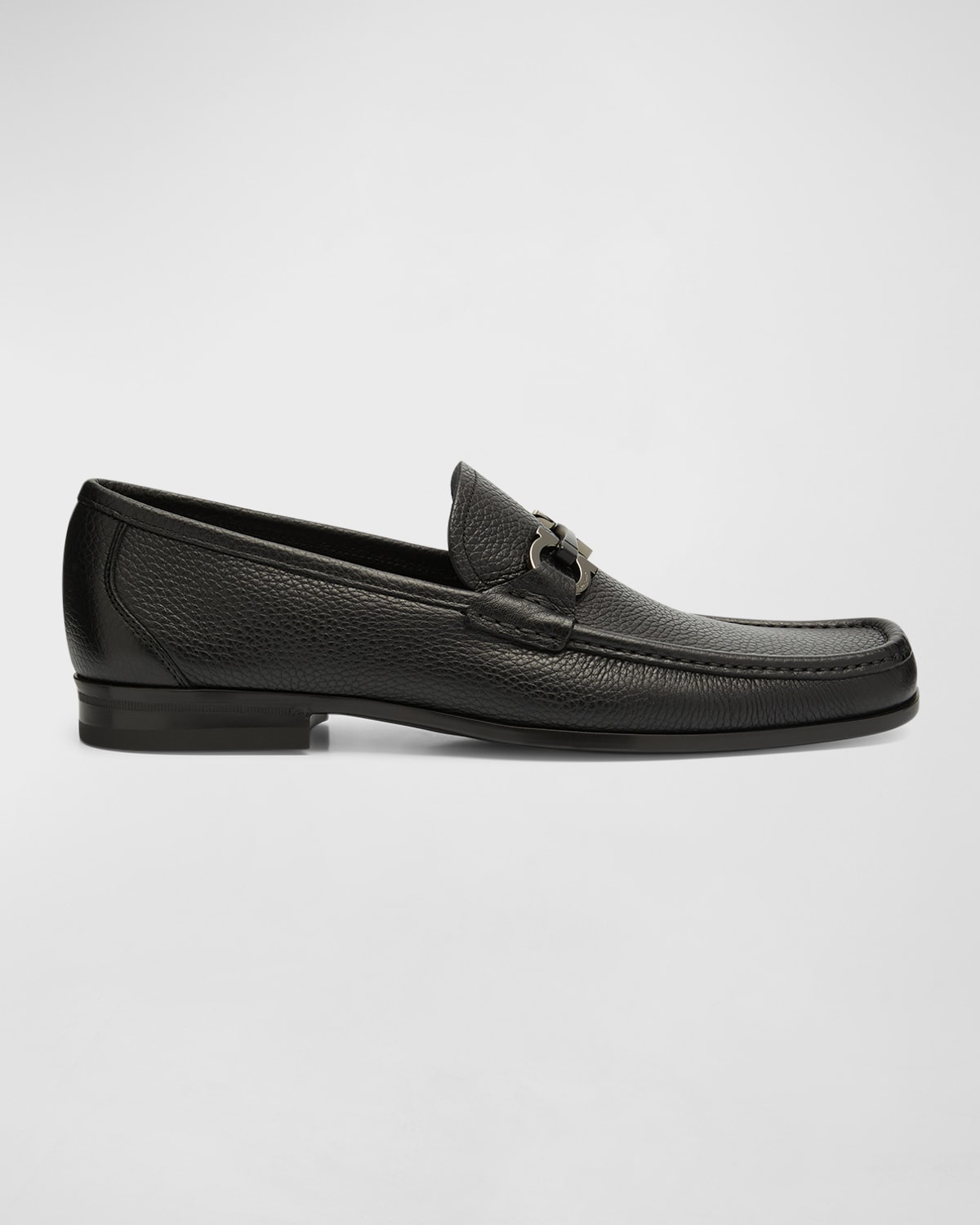 Ferragamo Men's Leather Lug-Sole Loafer, Black | Neiman Marcus