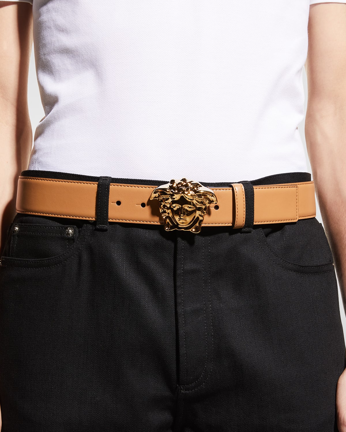 Versace Leather MedusaBuckle Belt