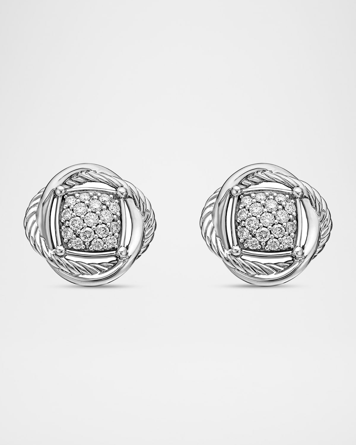 David Yurman Crossover Stud Earrings with Diamonds in 18K Gold, 9mm