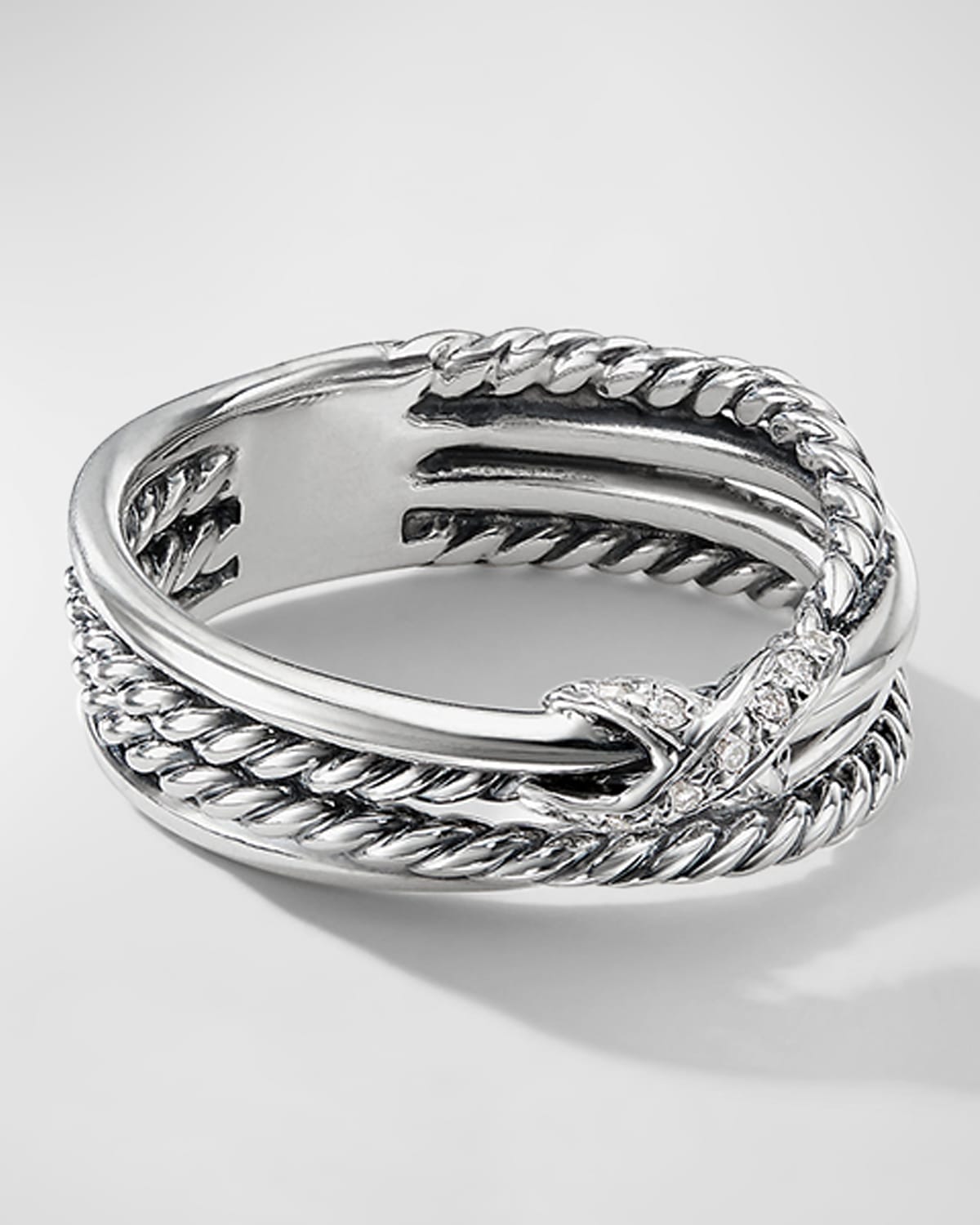 David Yurman X Crossover Ring In Silver With 18k Gold 6mm Neiman Marcus