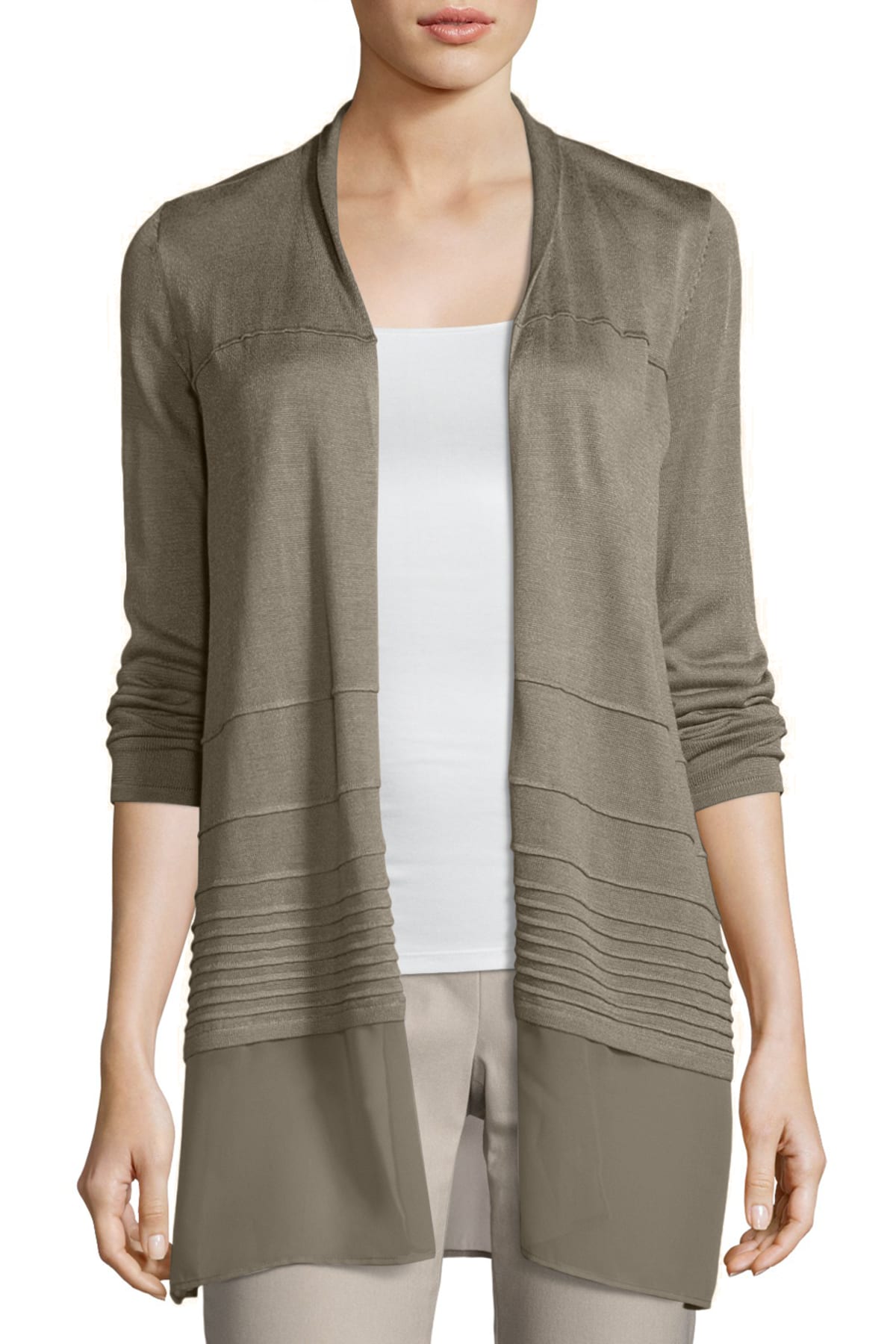 Chiffon trim sale cardigan