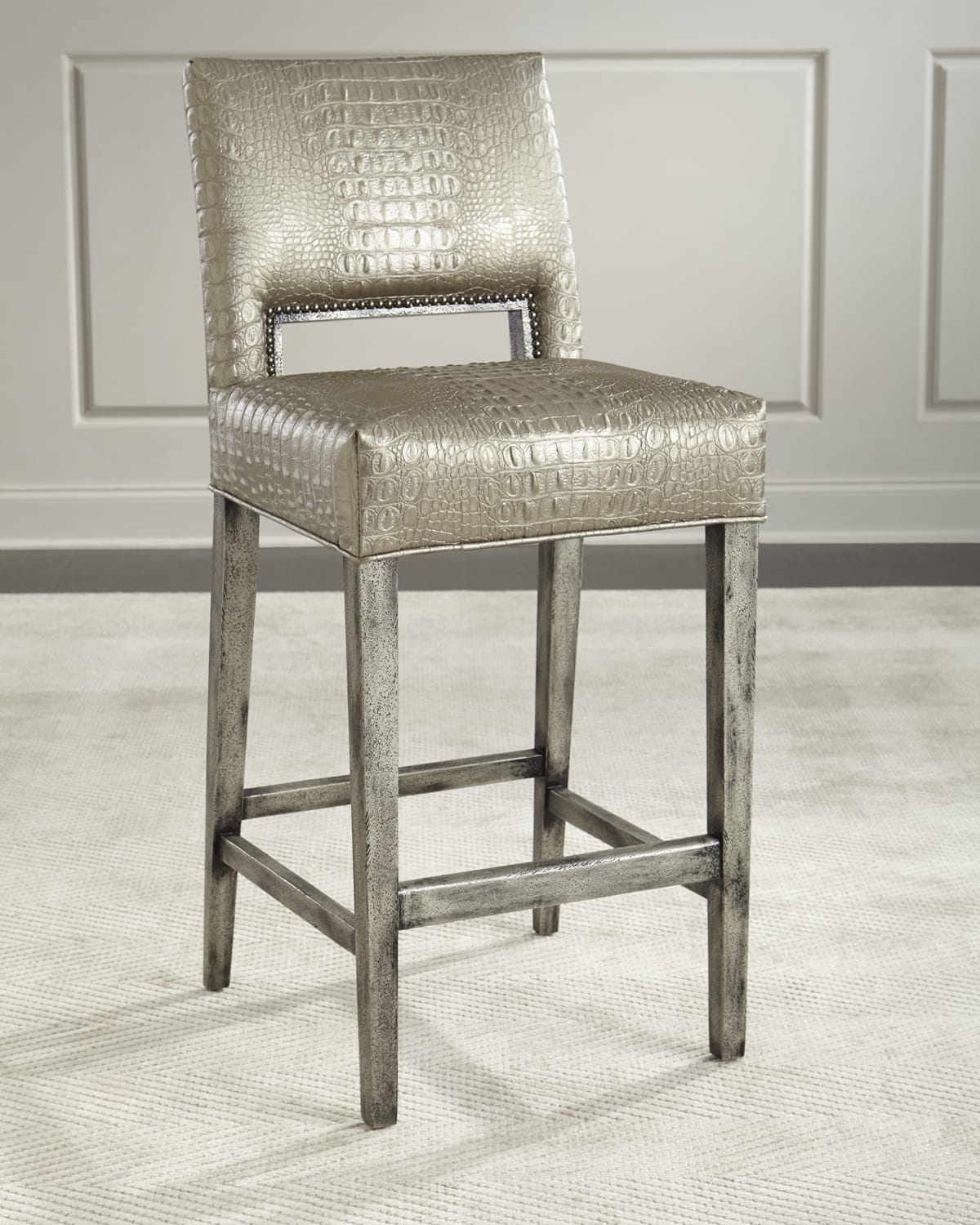 Massoud Adrift Leather Bar Stool Neiman Marcus