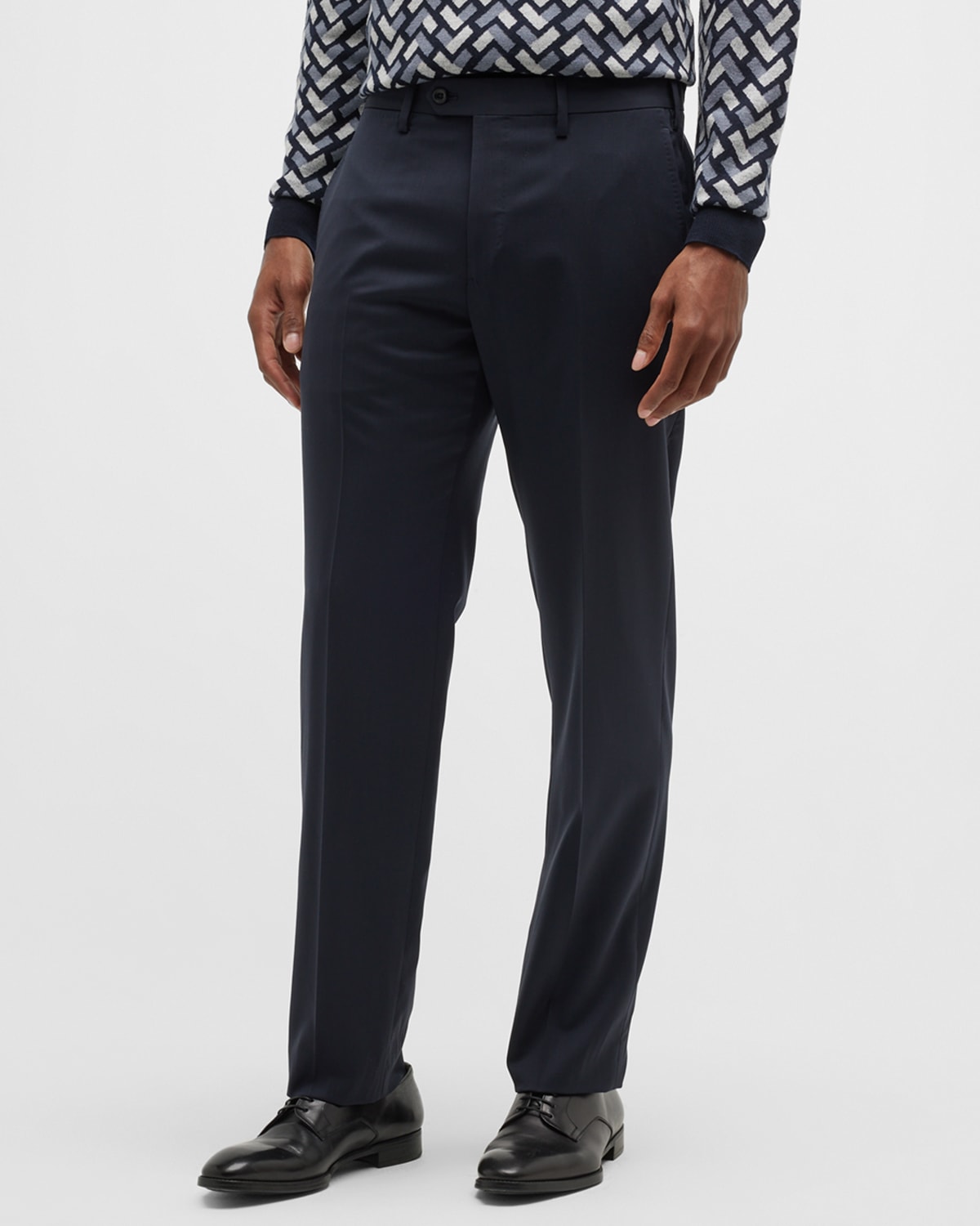 Emporio Armani Basic Flat-Front Wool Trousers | Neiman Marcus