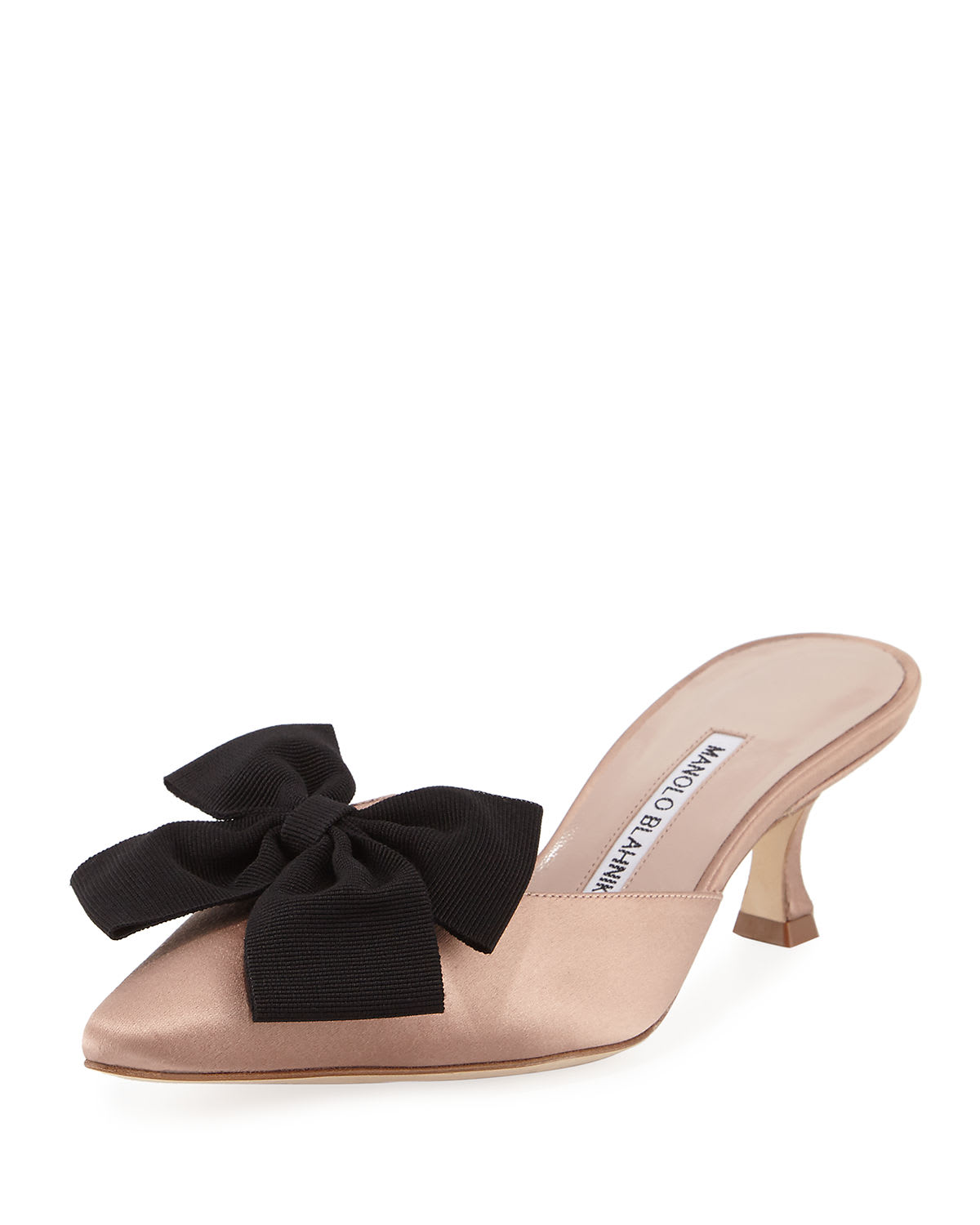 Copena Kitten-Heel Satin Bow Mule