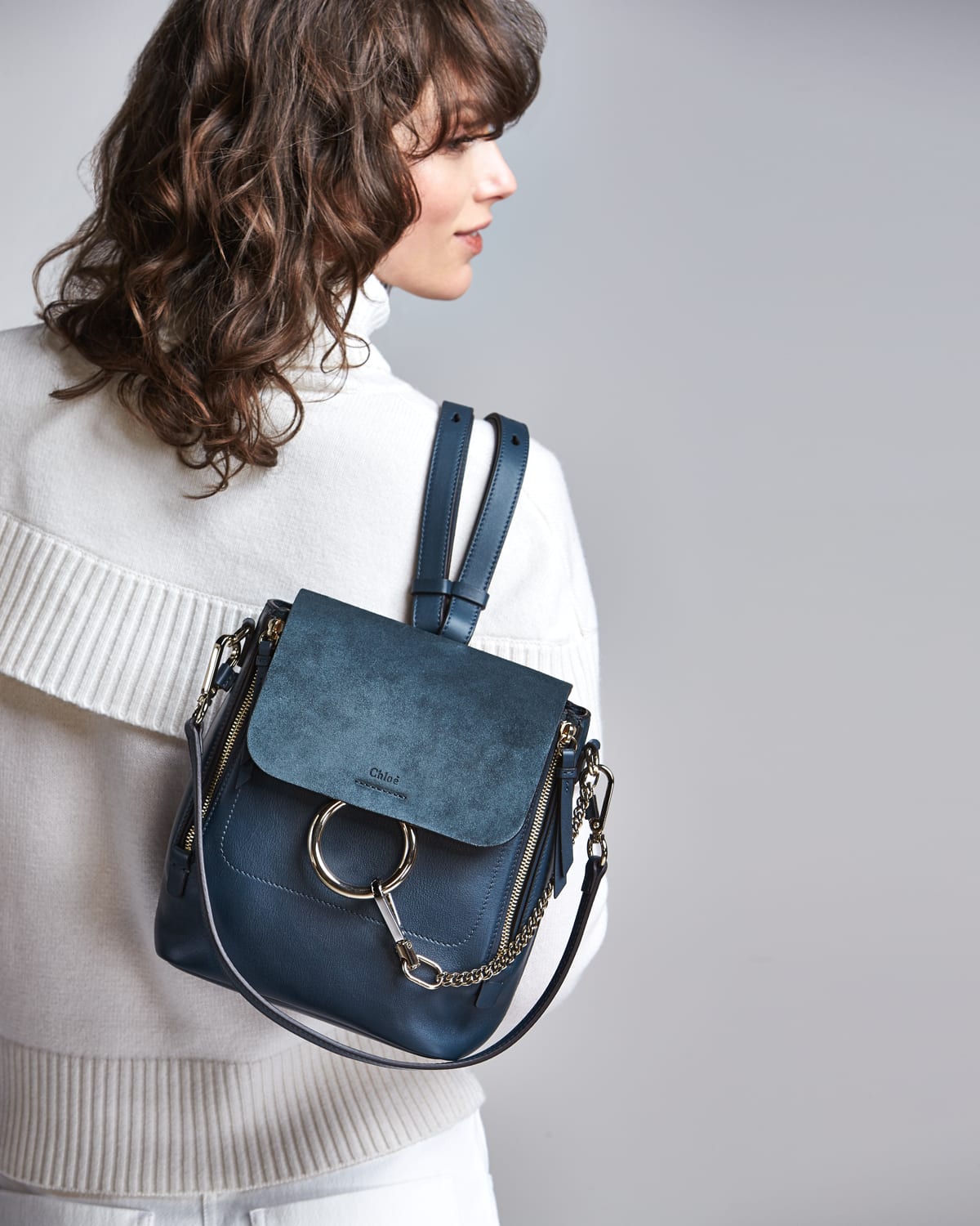 Chloé faye mini online leather and suede backpack