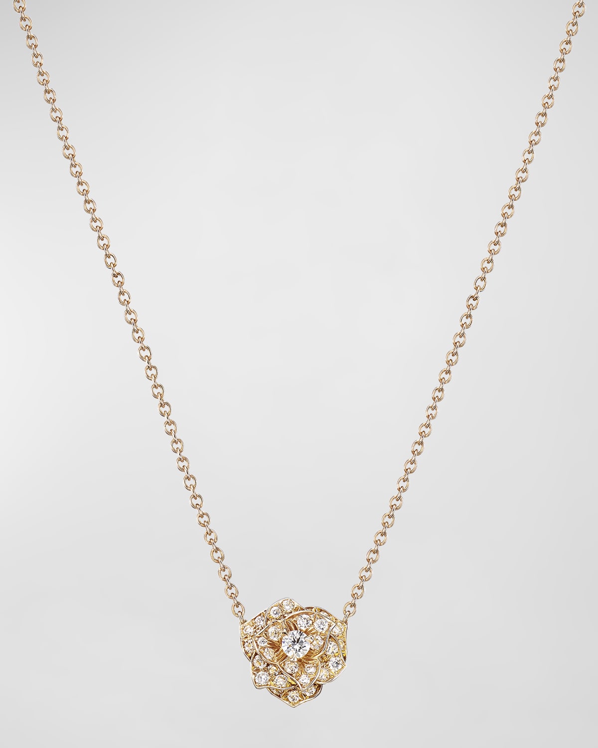 PIAGET Diamond Rose Pendant Necklace in 18K White Gold | Neiman Marcus