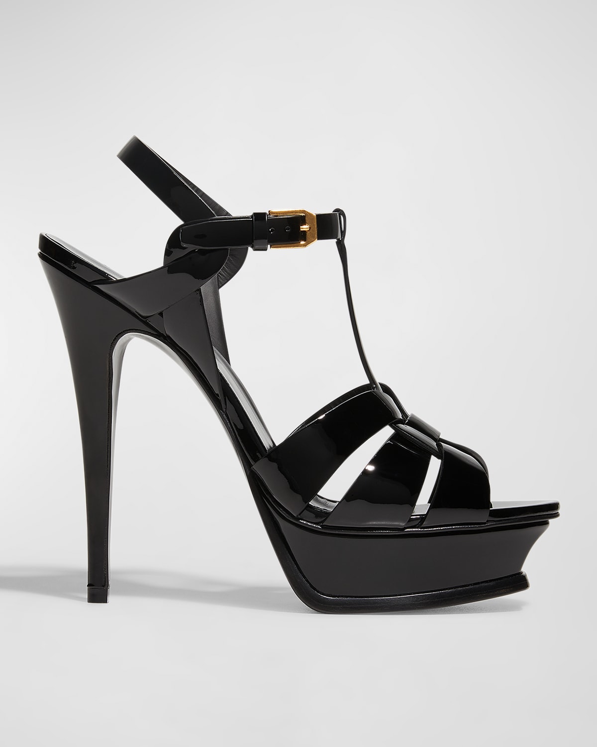 Saint Laurent Tribute Patent T Strap Platform Sandals Neiman Marcus