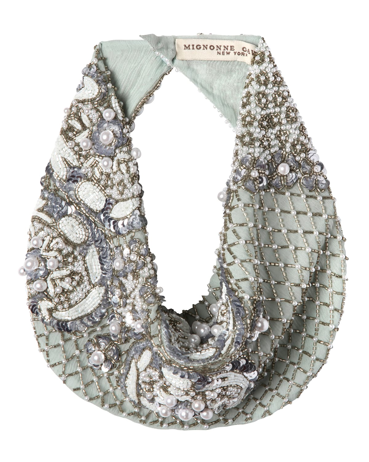 Mignonne Gavigan Le Charlot Beaded Scarf Necklace, Gray