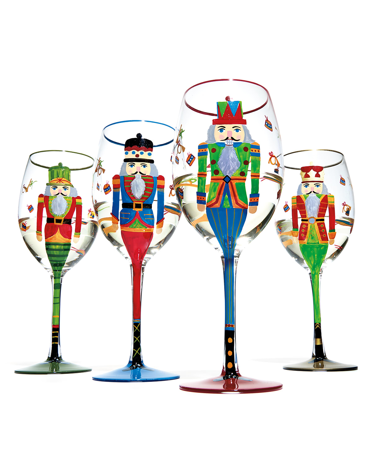Neiman Marcus Christmas Nutcracker Suite Wine Glasses - Set of 4