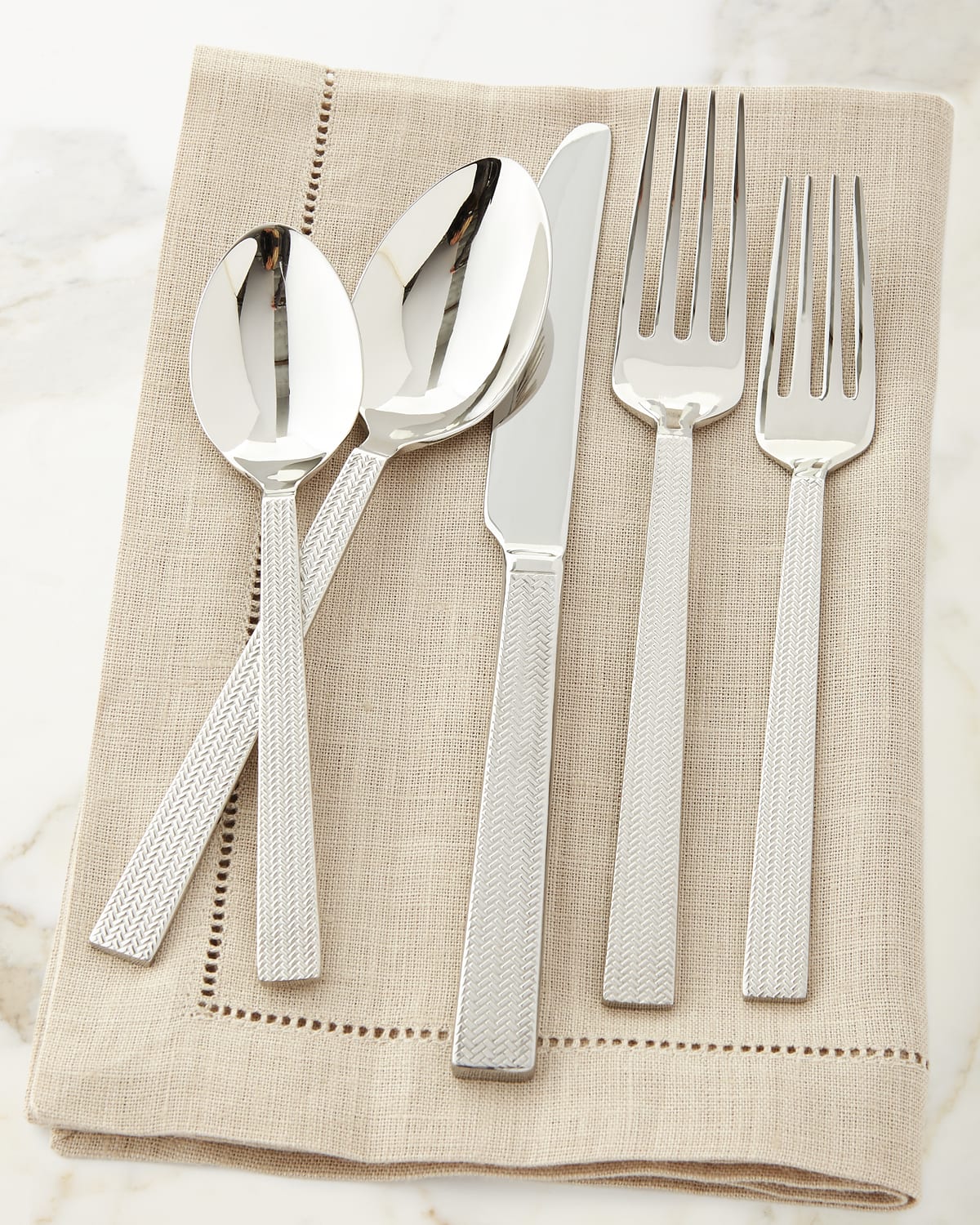 Fortessa 20Piece Arezzo Flatware Service, Brush Stainless Steel
