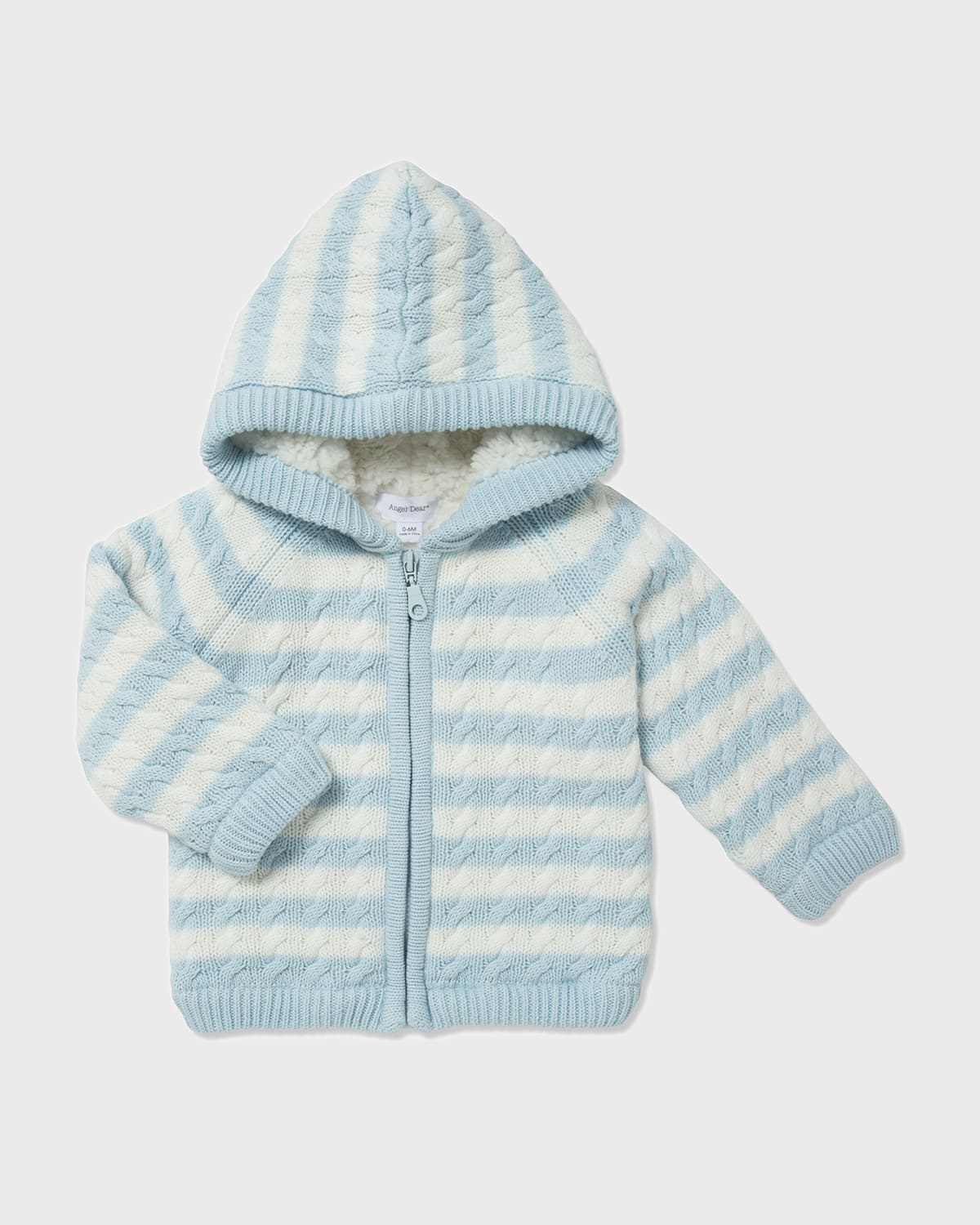 Angel Dear Striped Knit Sherpa Lined Hooded Jacket, Size 018 Months