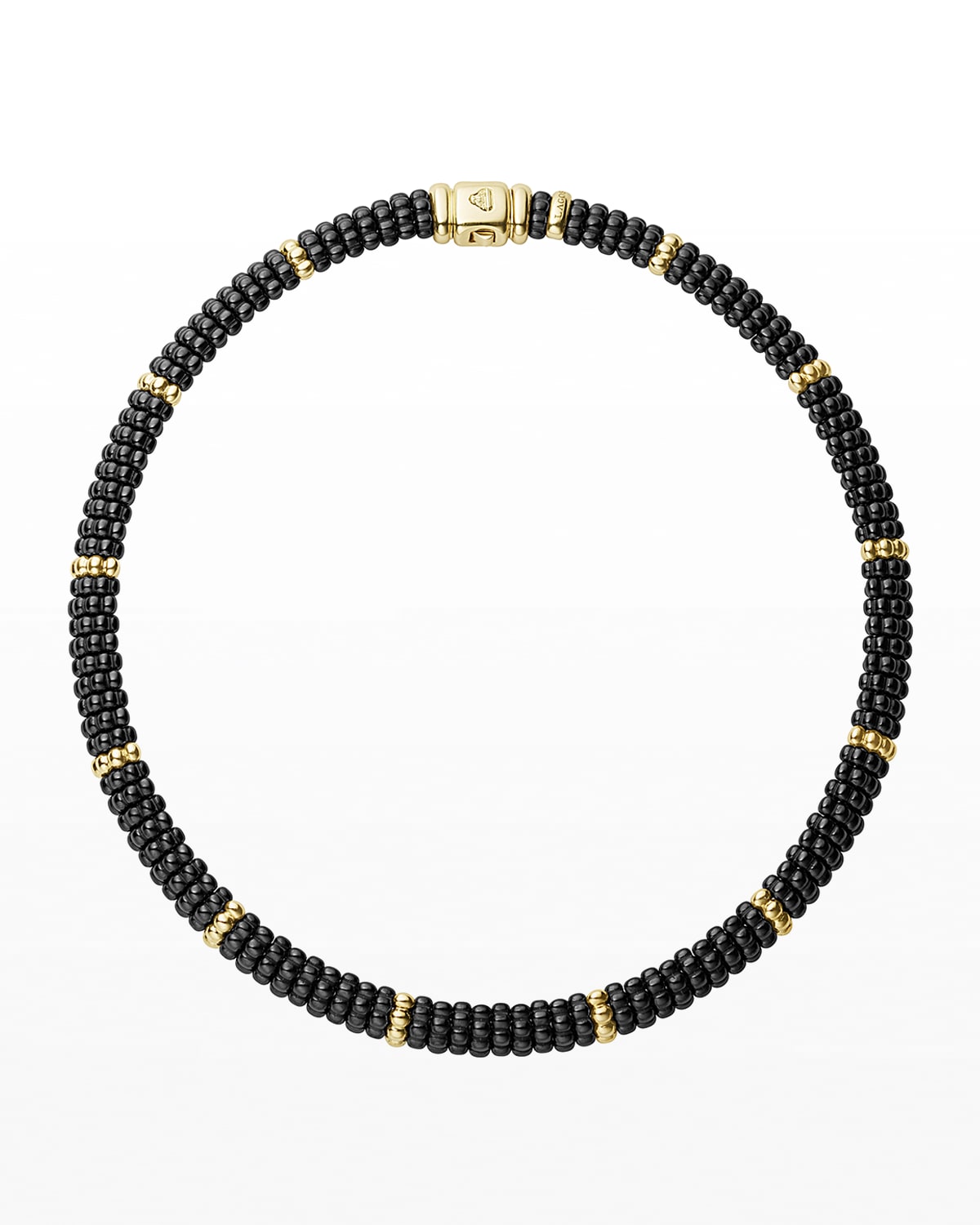 LAGOS 18k Gold & Black Caviar Rings, Set of 3, Size 7 | Neiman Marcus