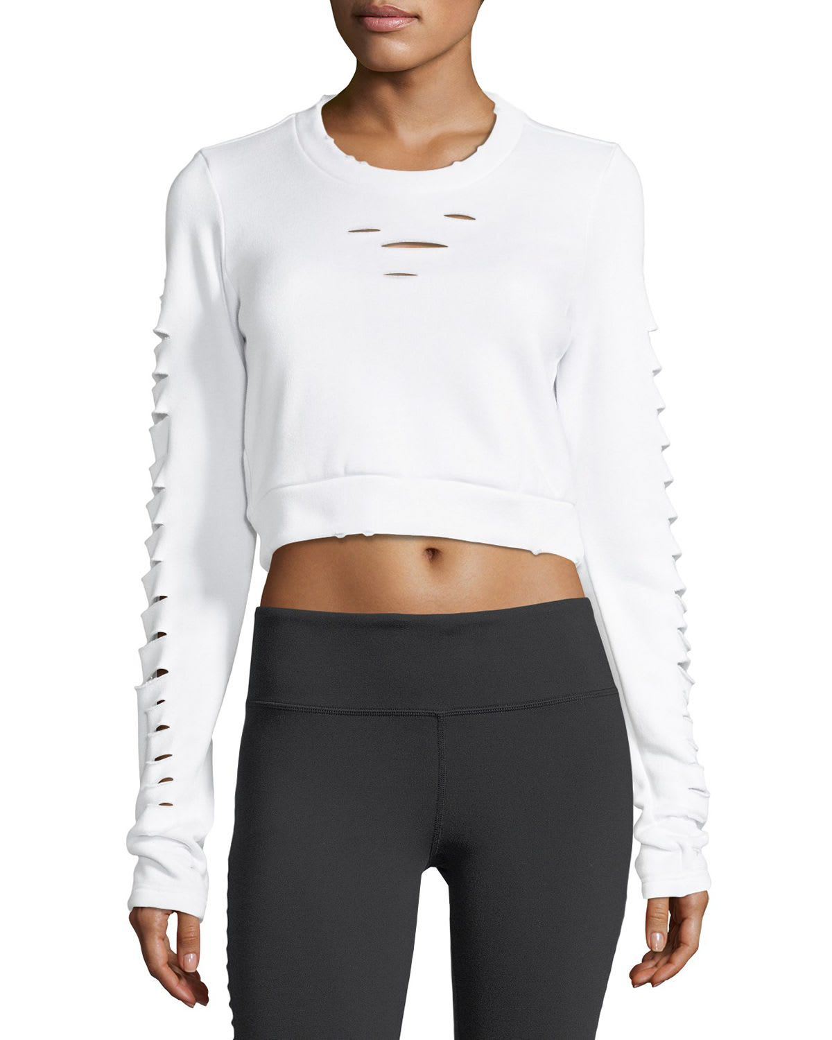 Alo Yoga Distressed Cropped Sweatshirt