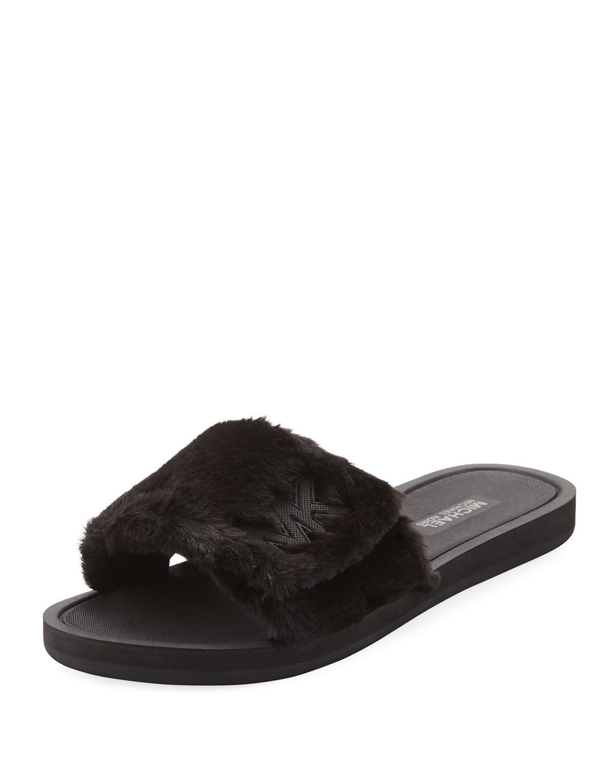 MICHAEL Michael Kors MK Faux-Fur Flat Slide Sandals