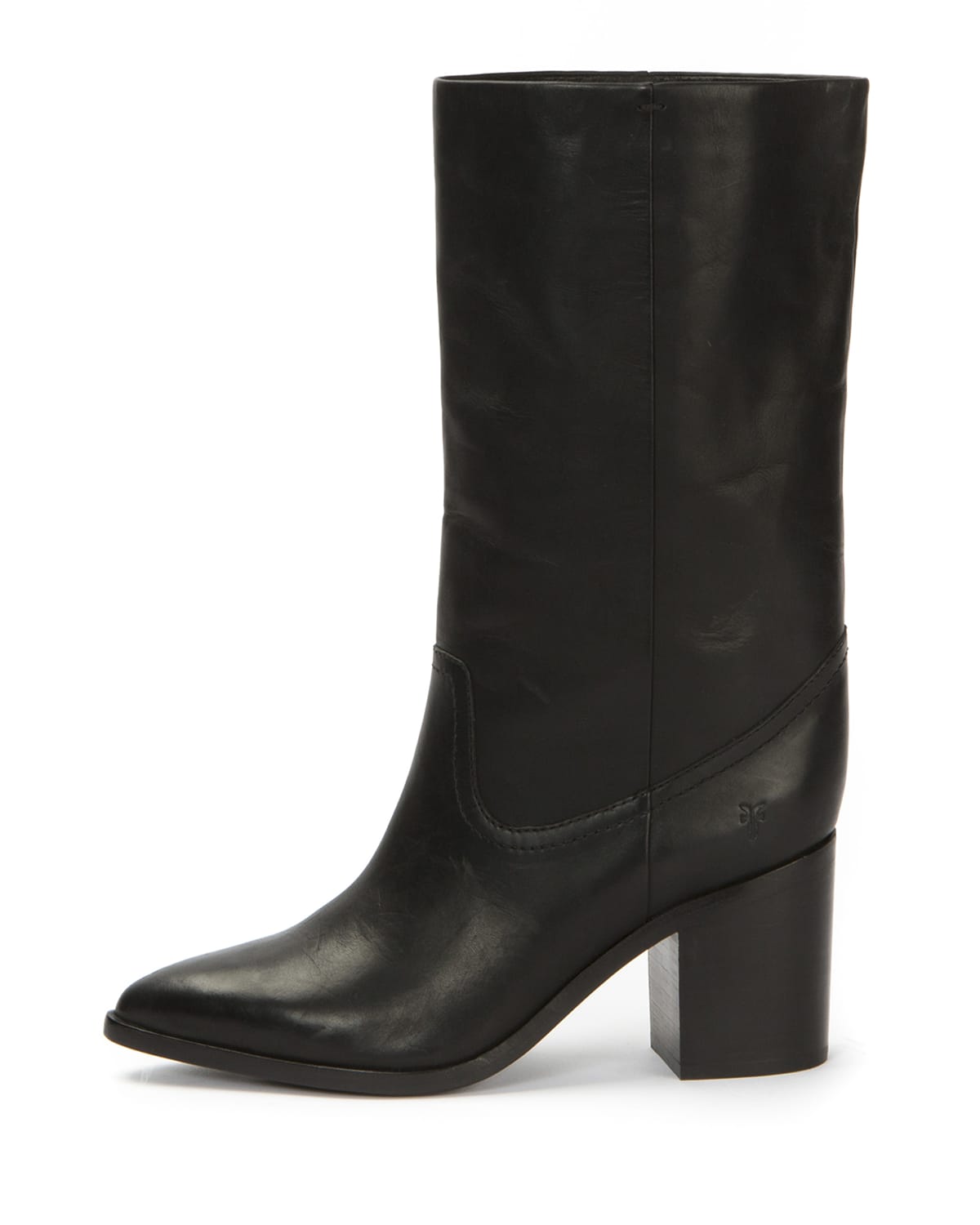 Flynn Leather Mid Calf Pull On Boot