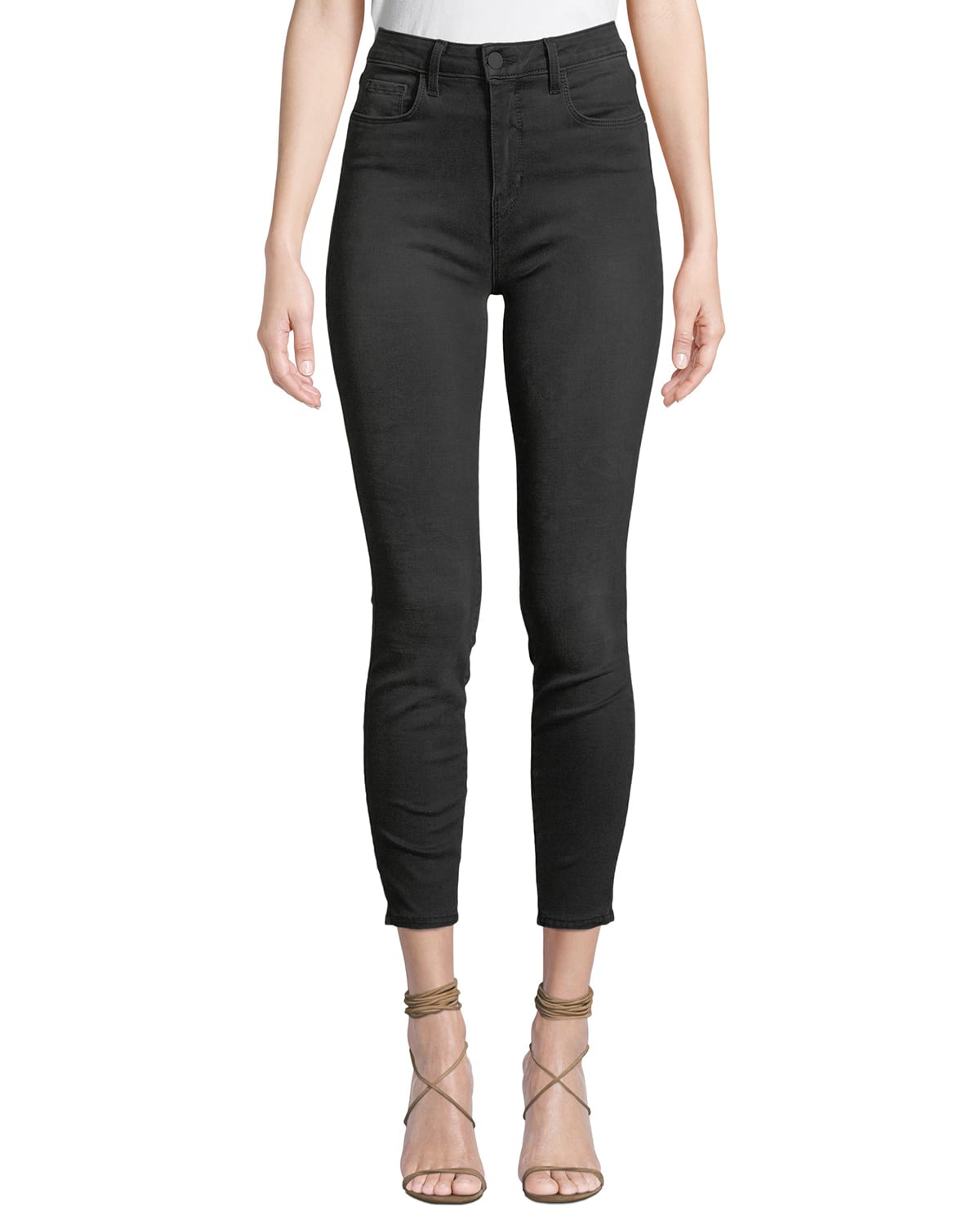 L'Agence Margot Coated High-Rise Skinny Ankle Jeans | Neiman Marcus