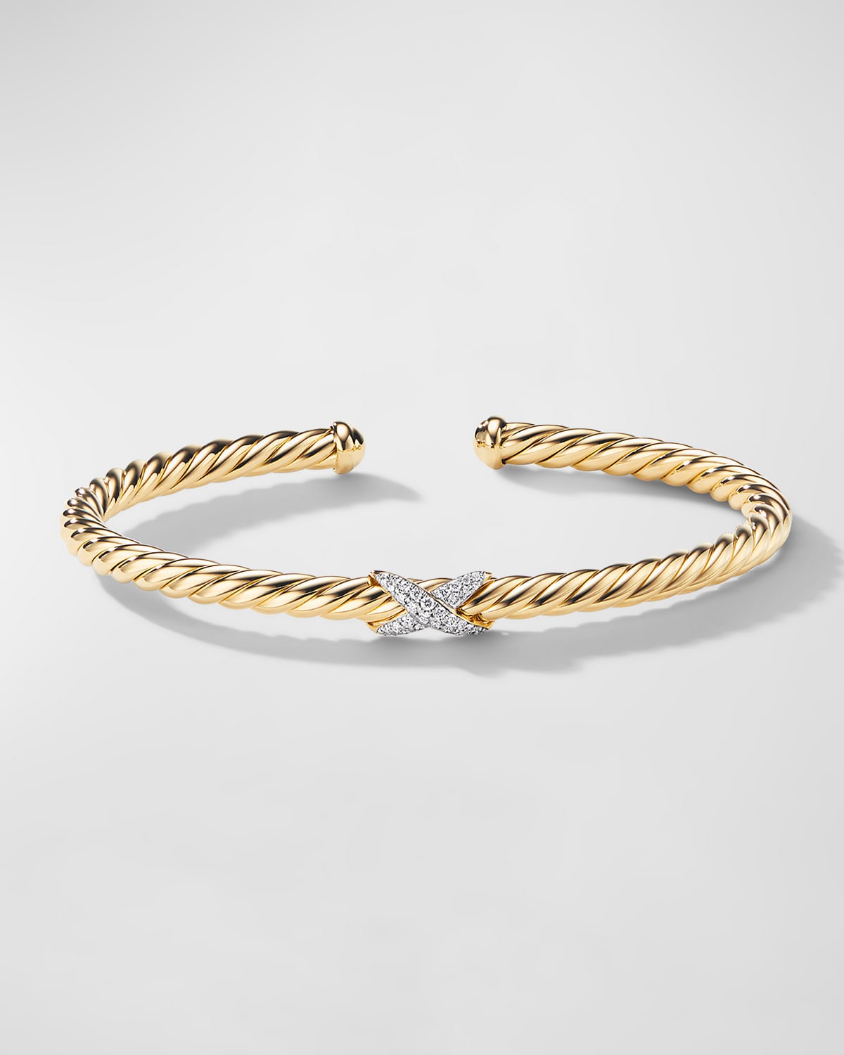 David Yurman Cablespira 18k Gold Flex Bracelet with Diamond Center ...