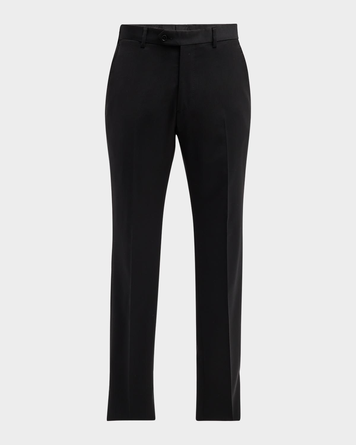 Emporio Armani Basic Flat-Front Wool Trousers | Neiman Marcus