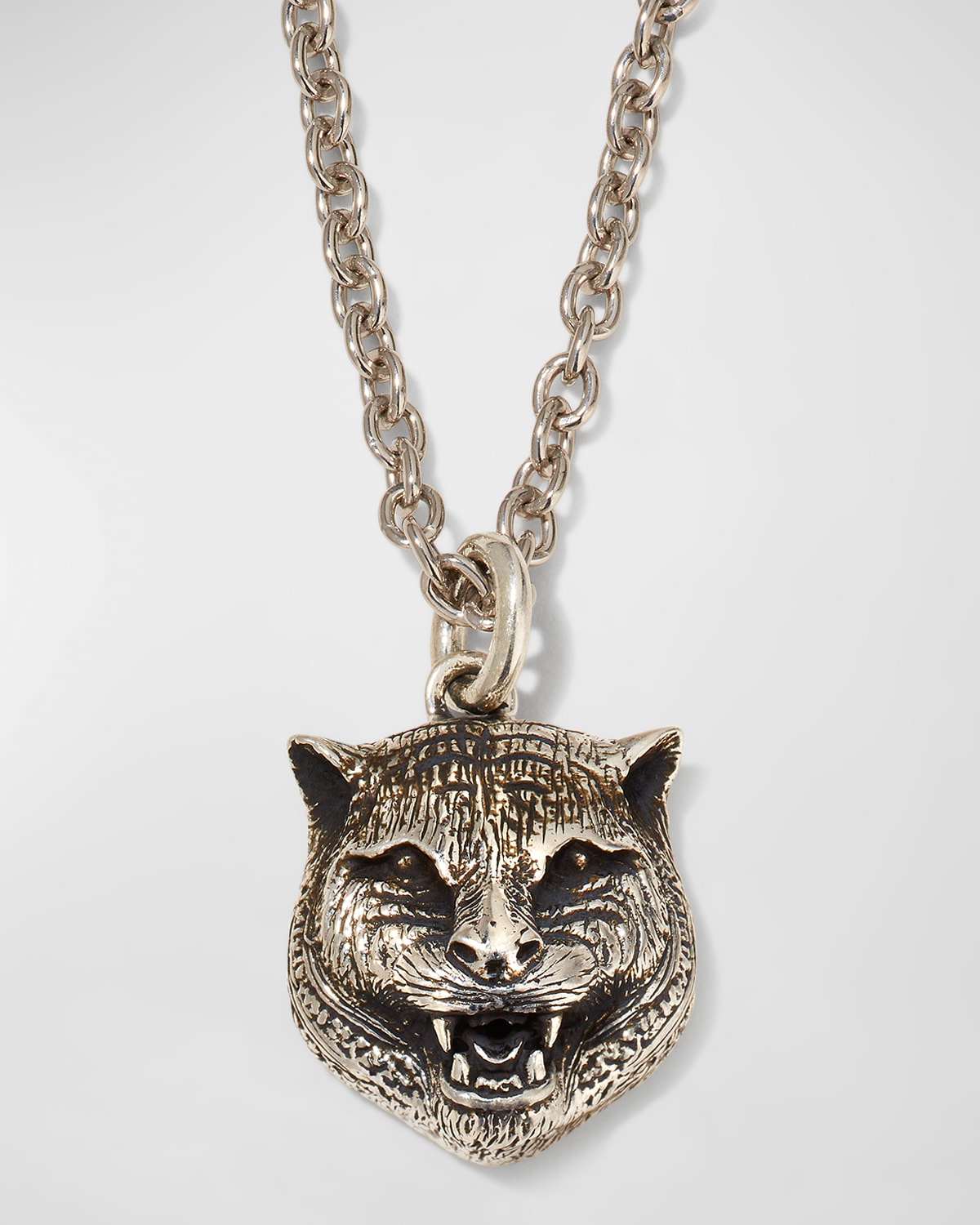 Gucci Feline Head Sterling Silver Necklace | Neiman Marcus